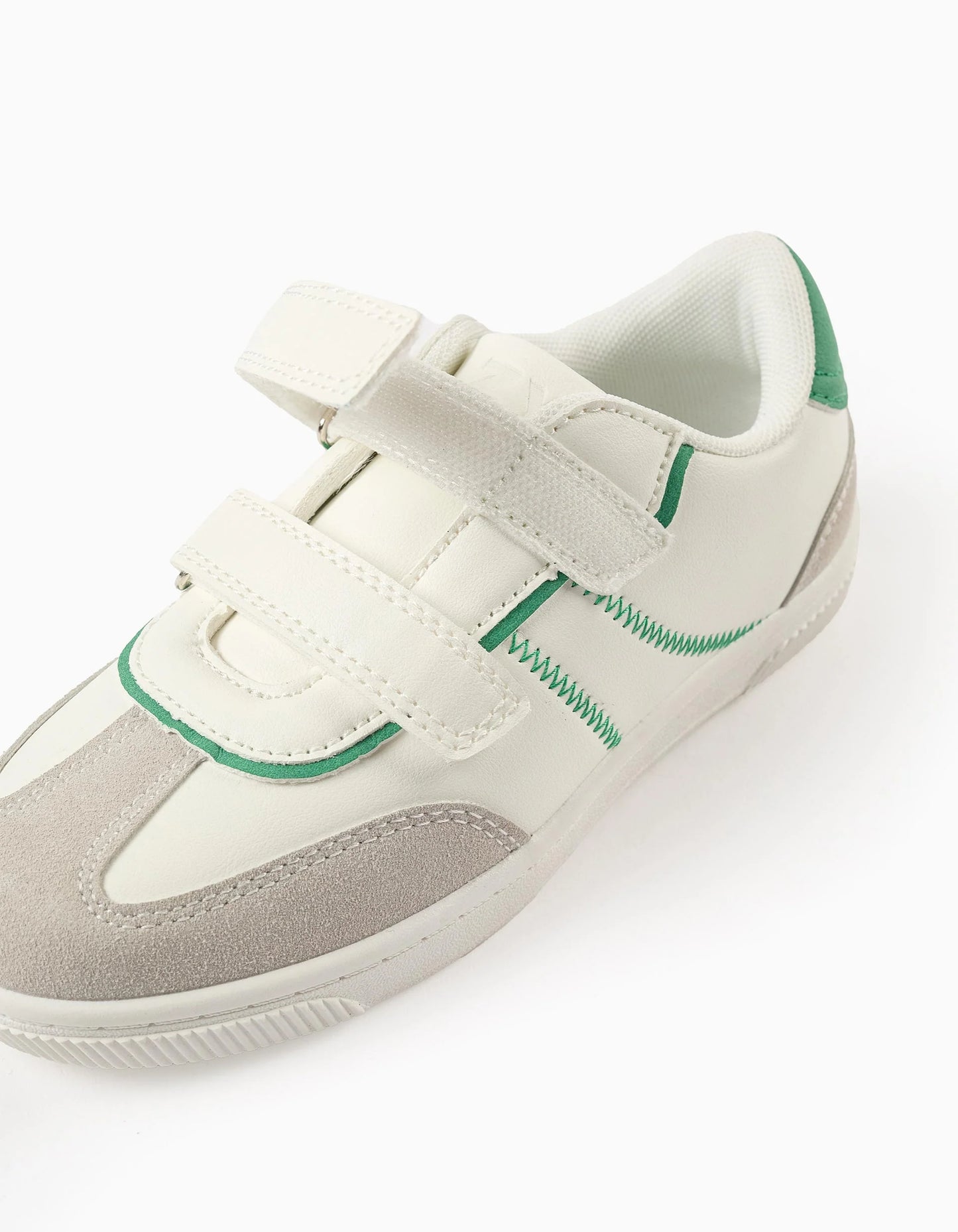 Retro Trainers with Touch Fasteners for Boys, white/green