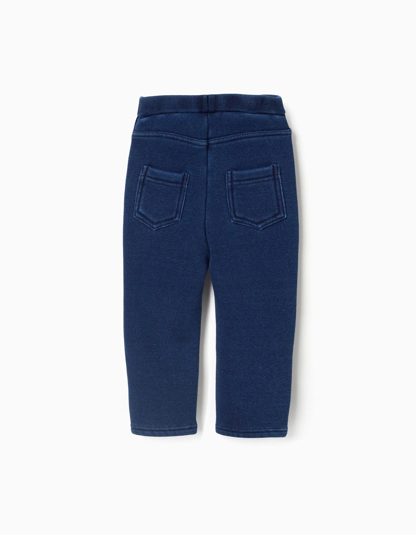 Brushed jeggings with flexible waistband for baby girls, dark blue