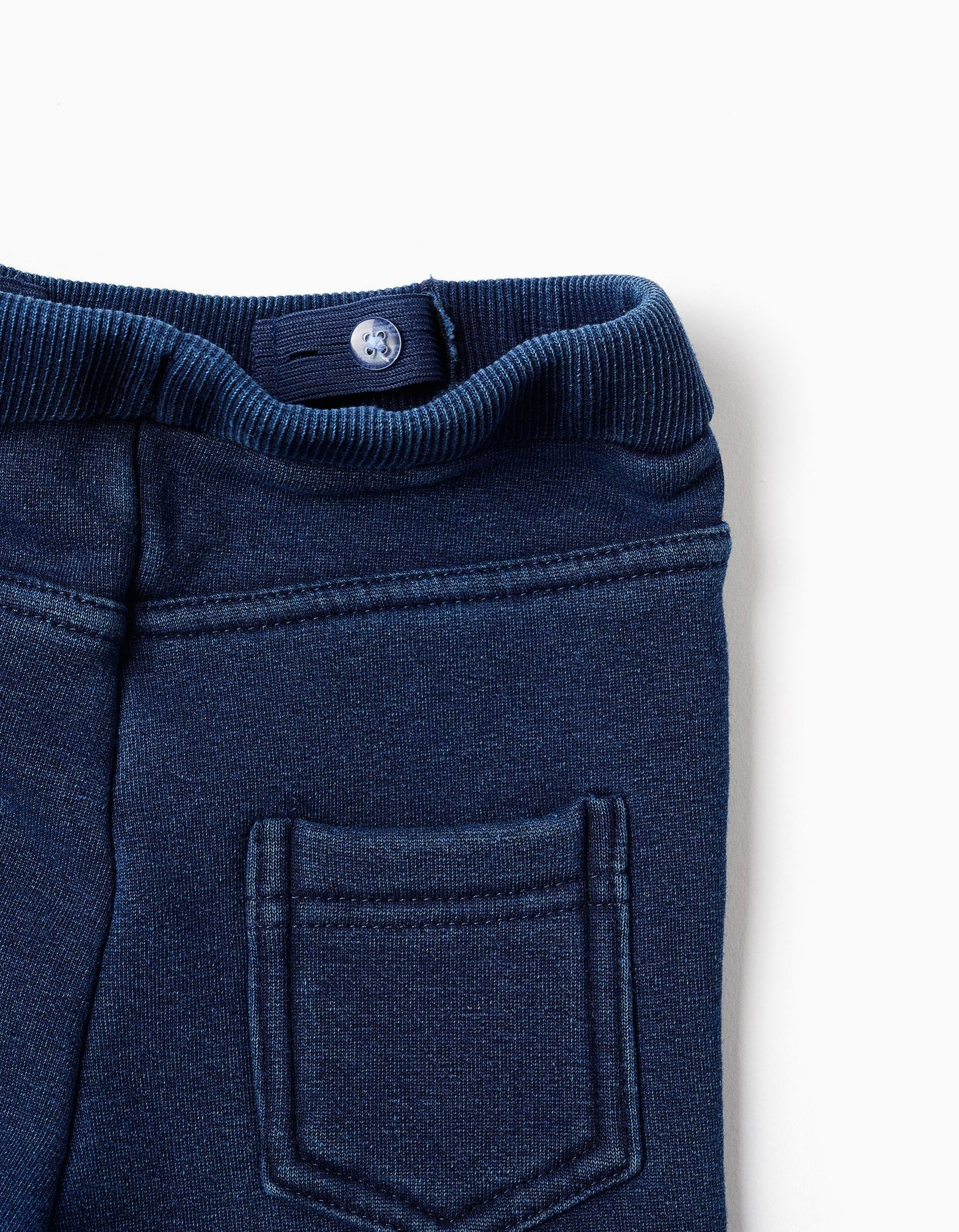 Brushed jeggings with flexible waistband for baby girls, dark blue