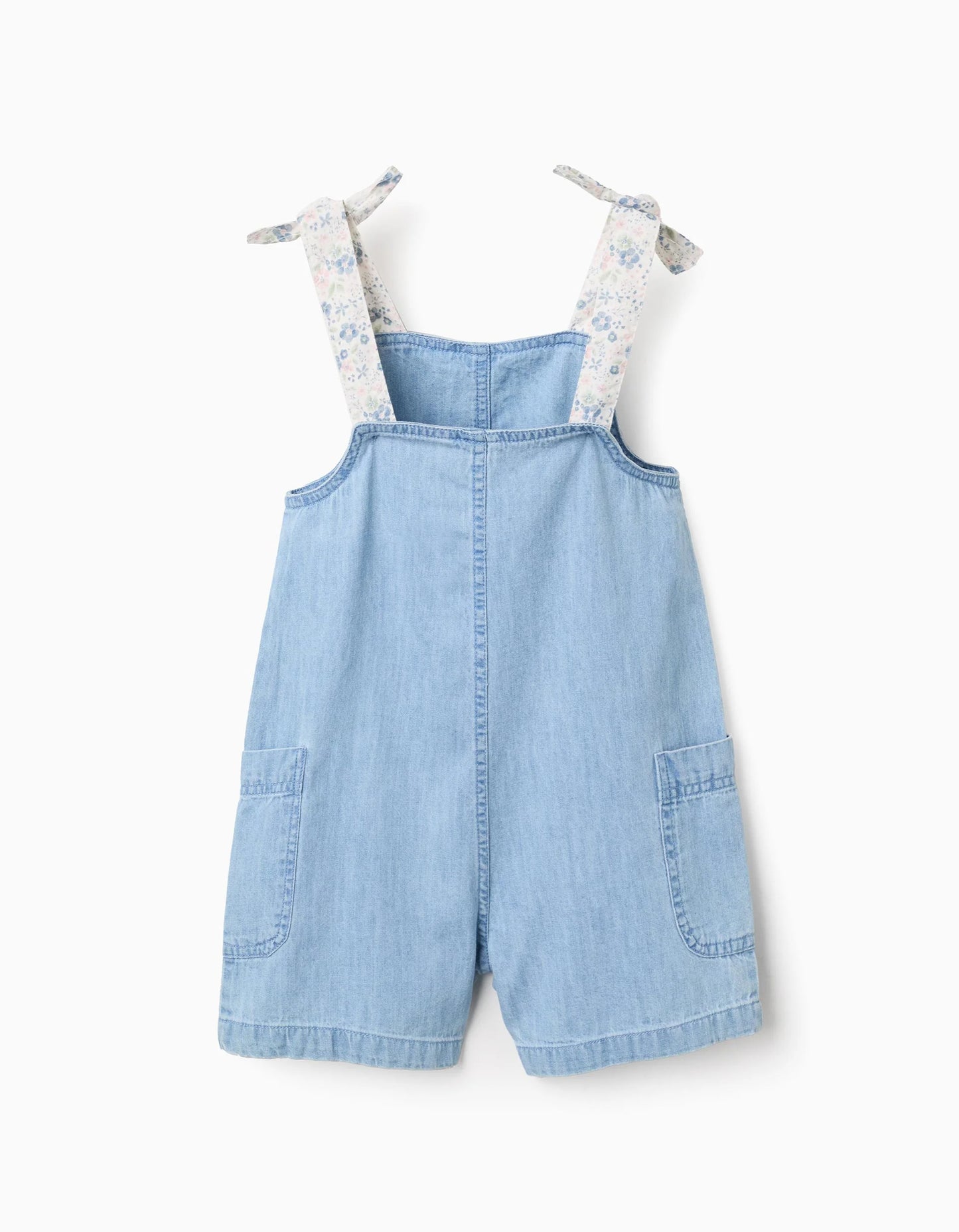 Floral Print Dungarees for Girls, Blue/White