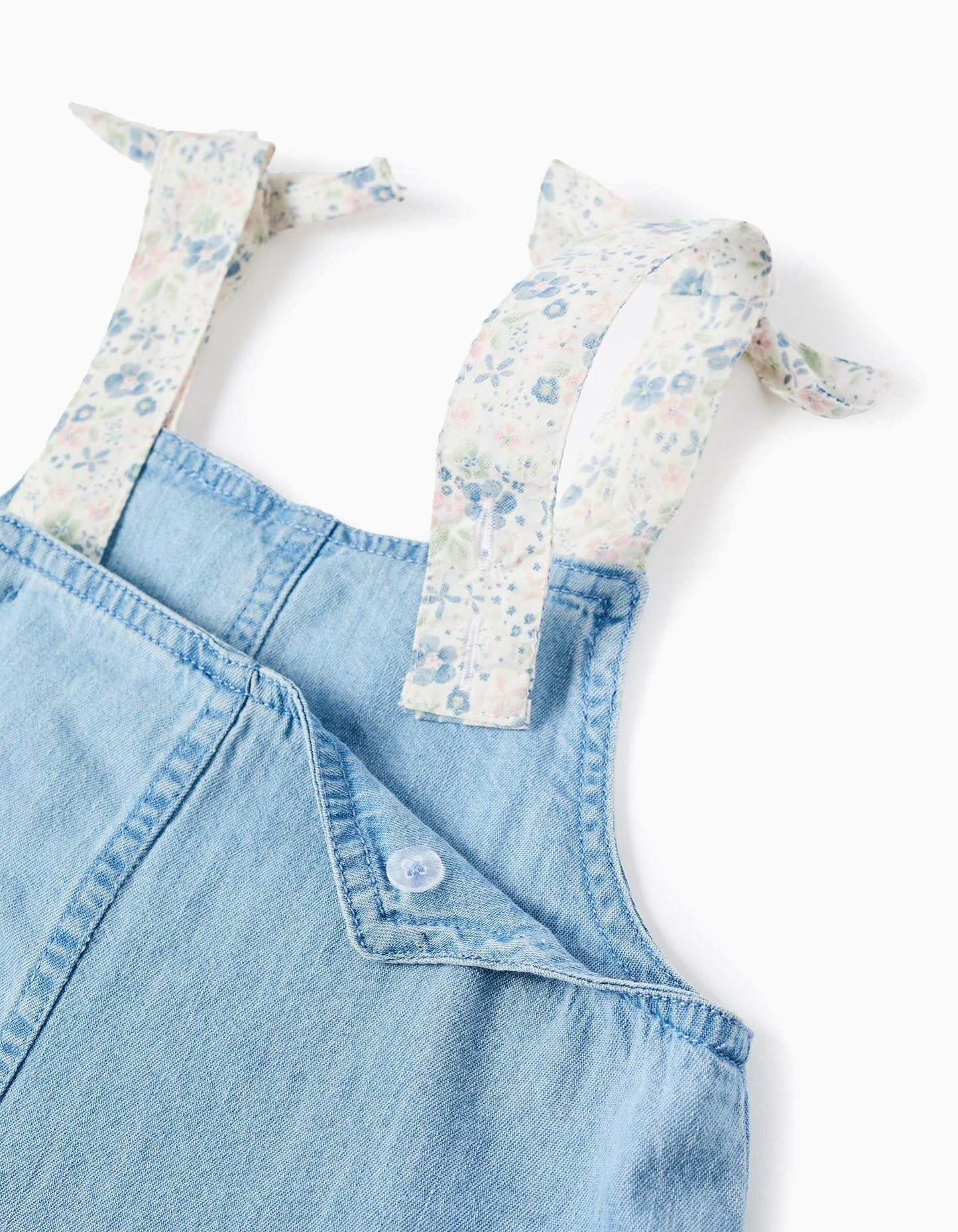 Floral Print Dungarees for Girls, Blue/White