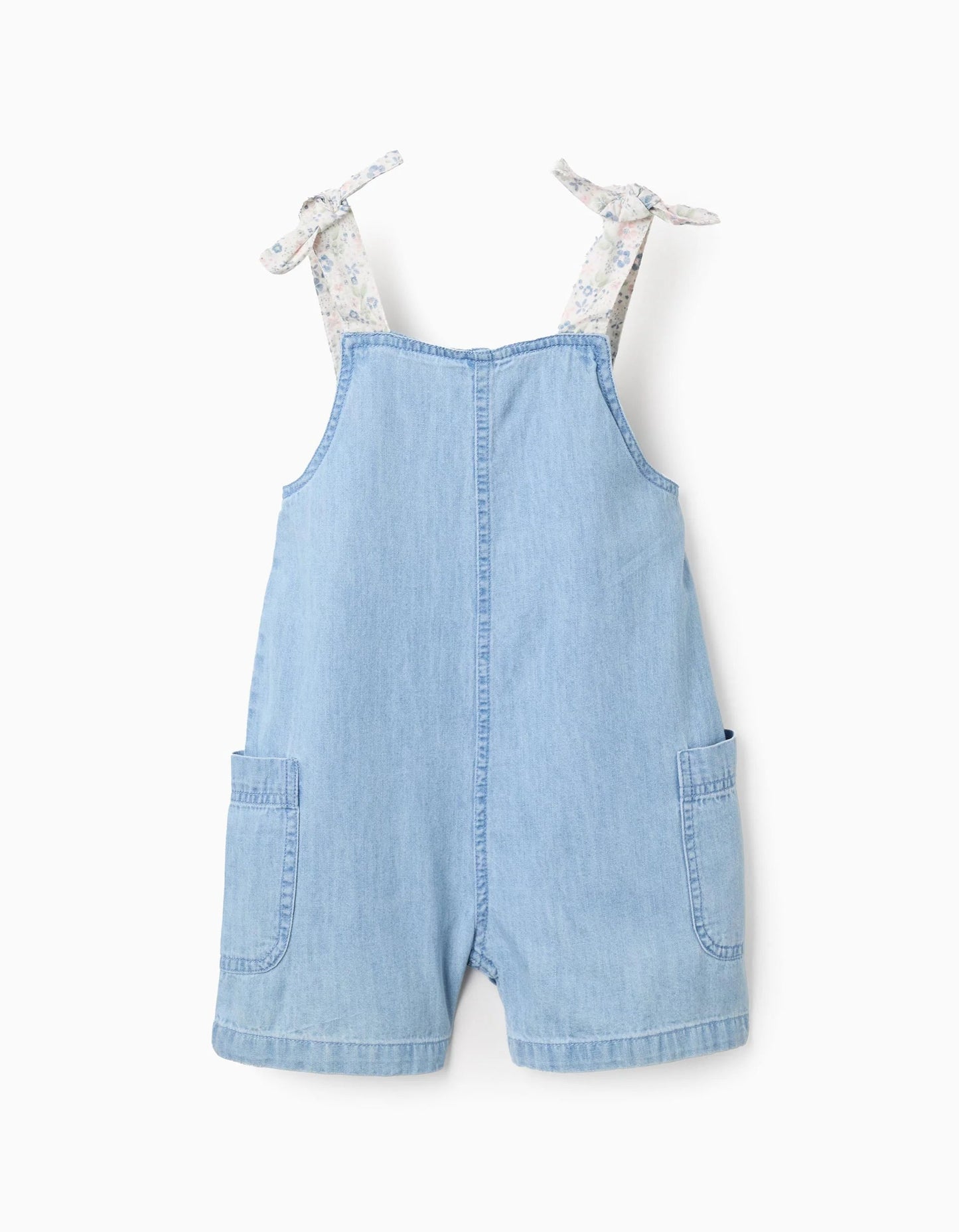 Floral Print Dungarees for Girls, Blue/White