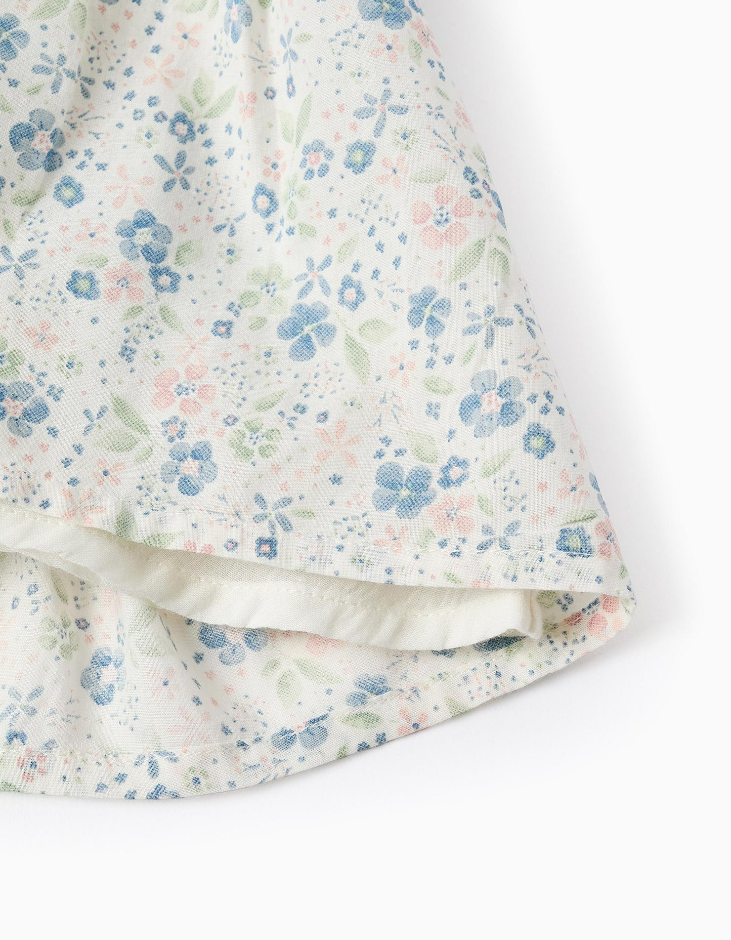 Cotton Floral Dress for Baby Girls, White/Blue/Pink/Green