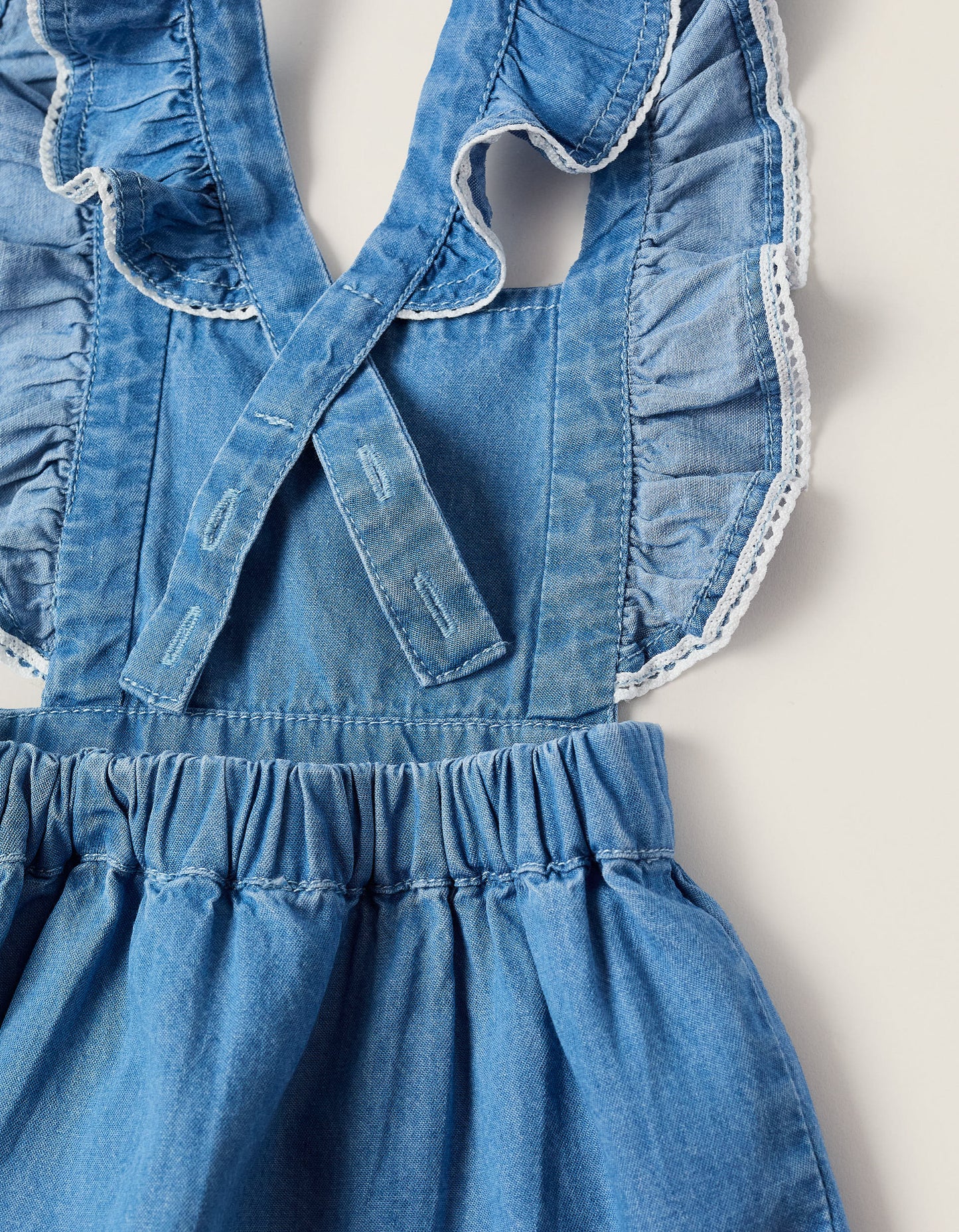 Body + Pinafore Dress with Frills for Newborn Girls, Pink/Blue