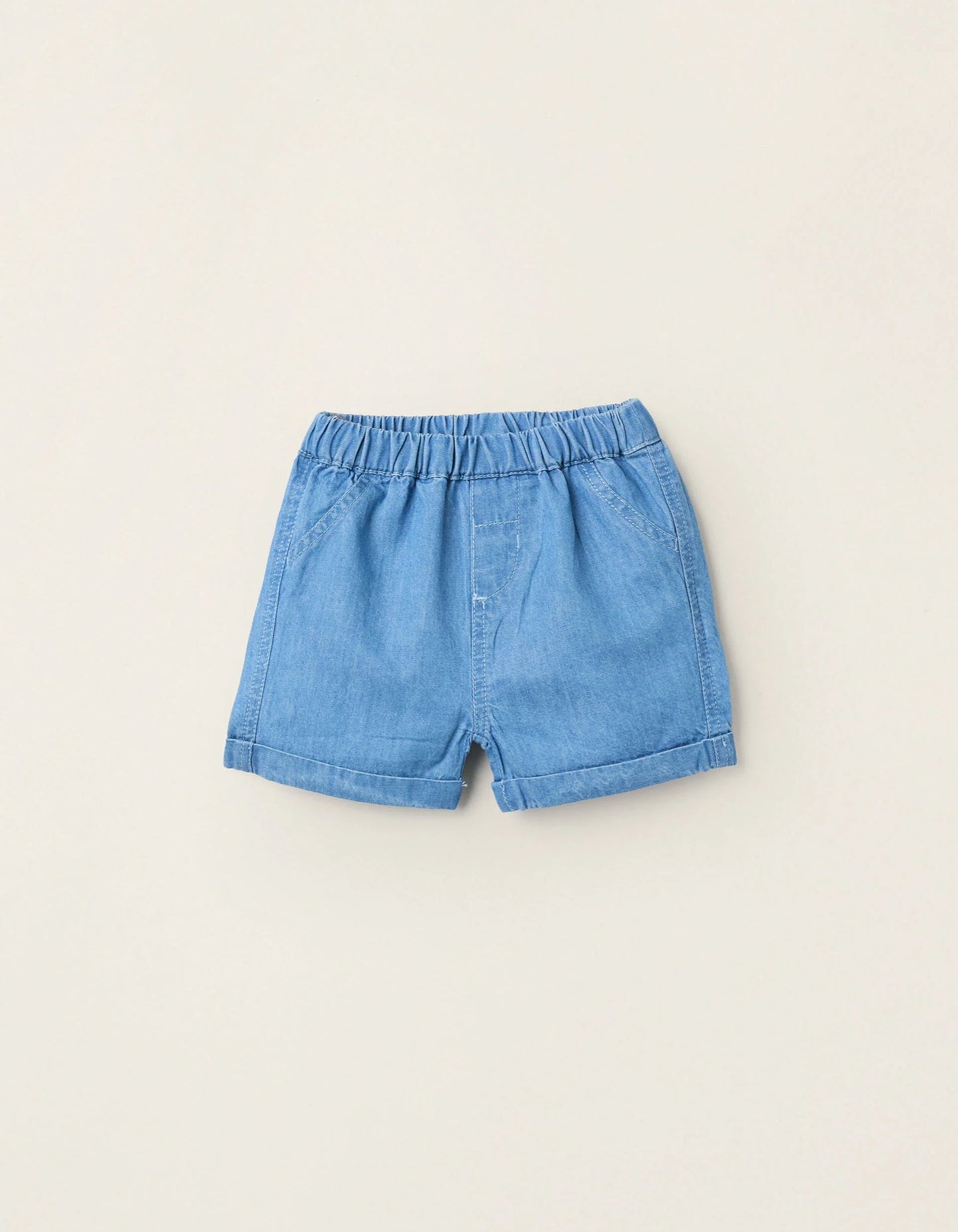 Light Cotton Denim Shorts for Newborns, Blue