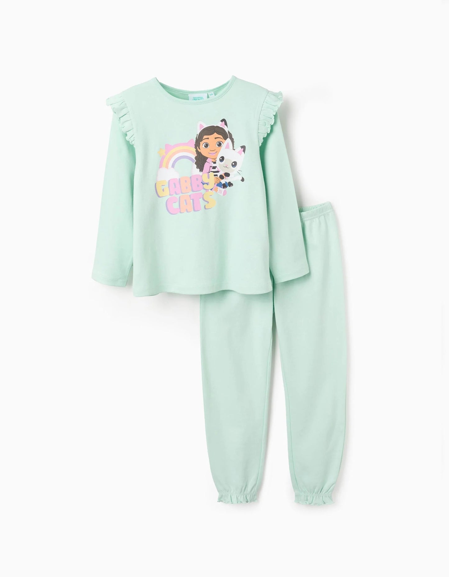Cotton Pyjama with Ruffles for Girls 'Gabby', Green