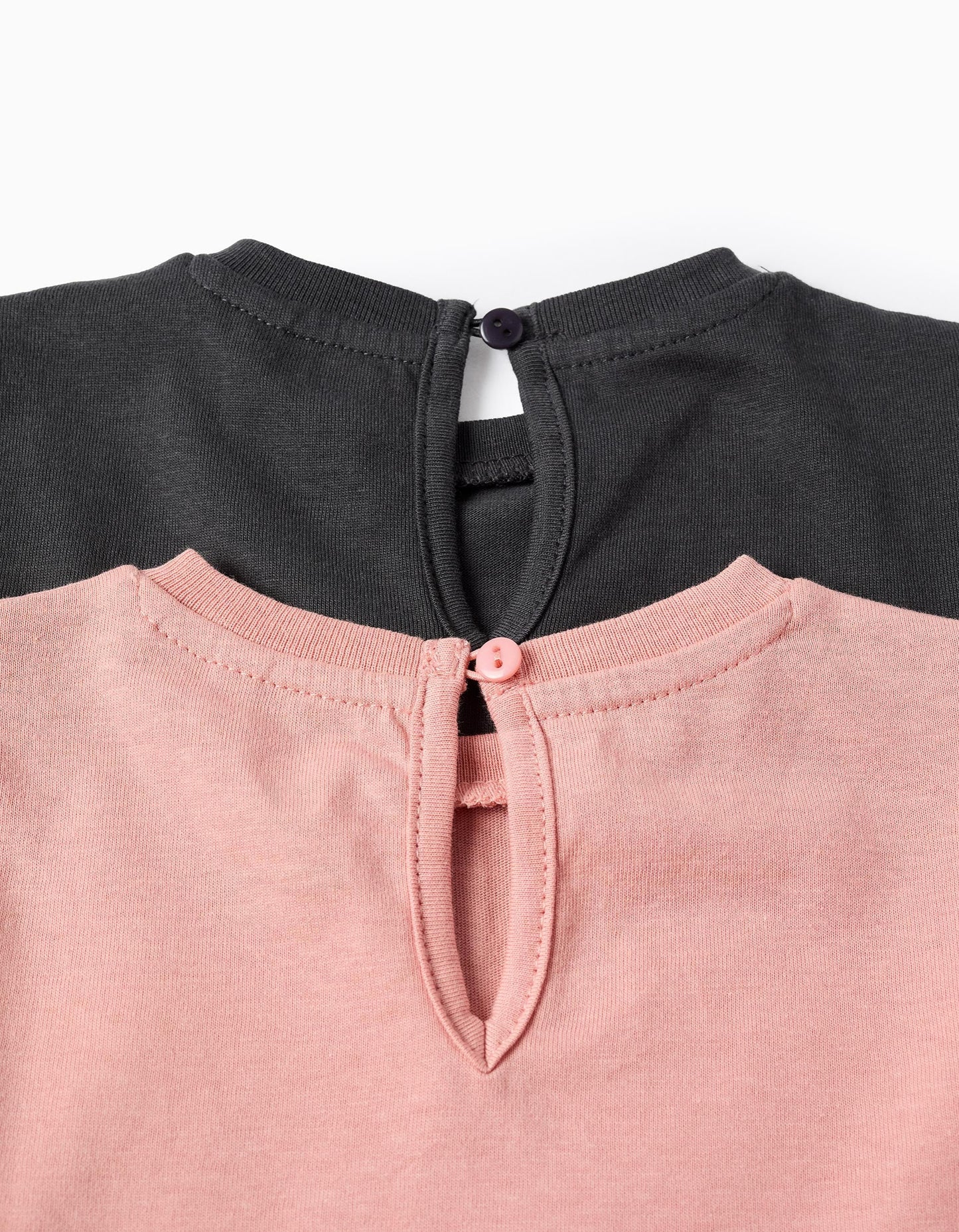 Pack of 2 Long Sleeve T-shirts for Baby Girls, Pink/Grey