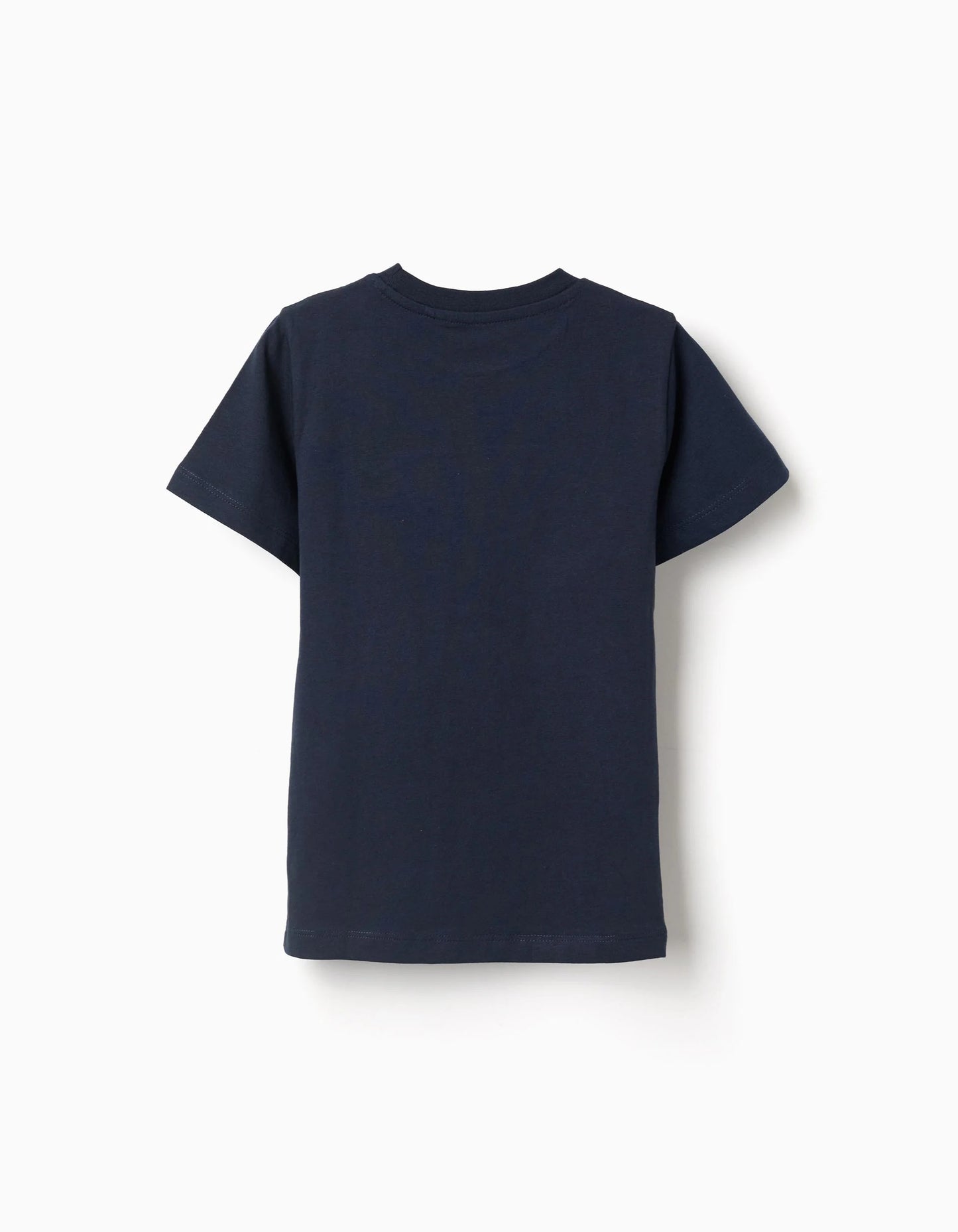 Cotton T-shirt with ZY Front Print for Boys, Dark Blue