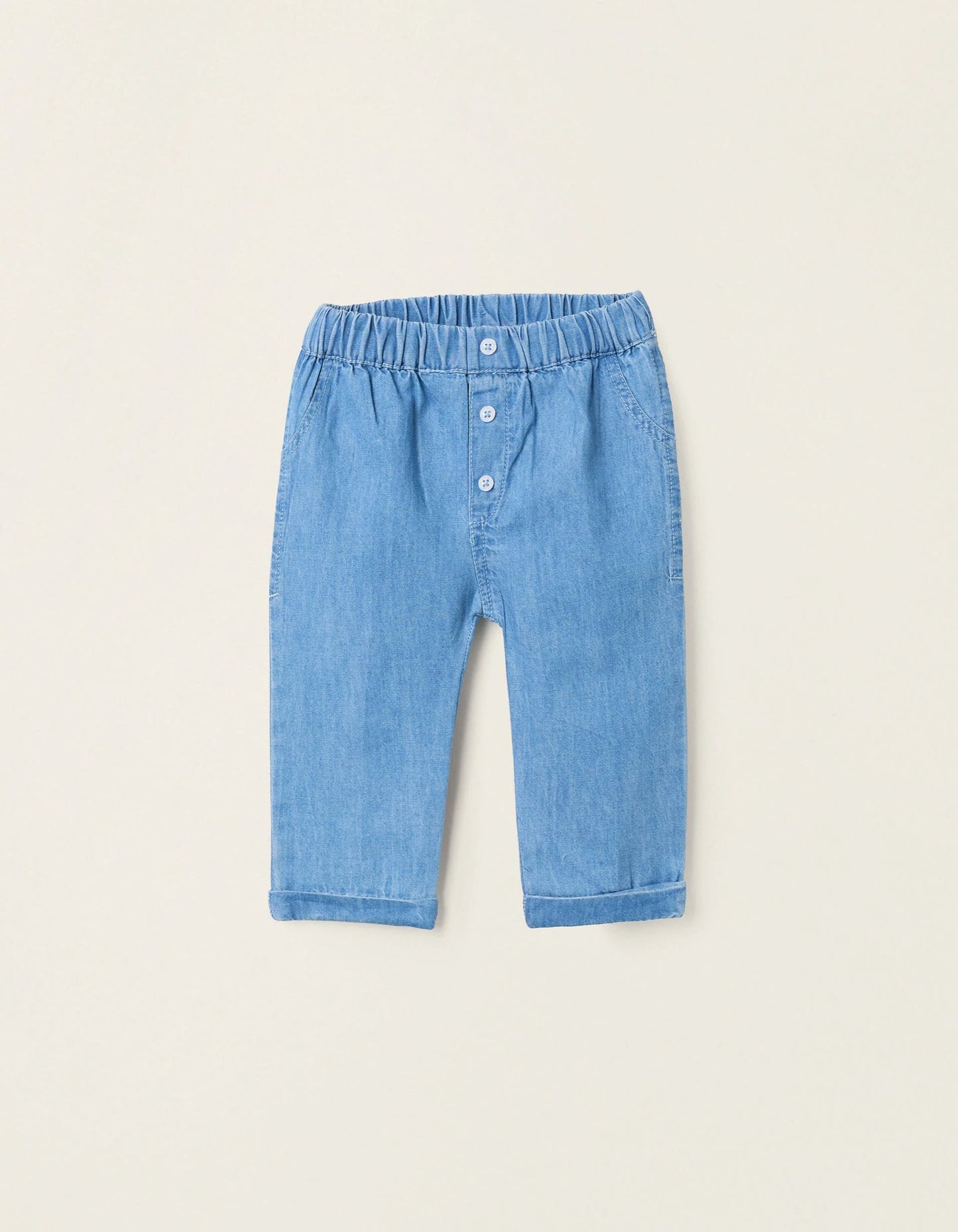Light Cotton Jeans for Newborns, Blue