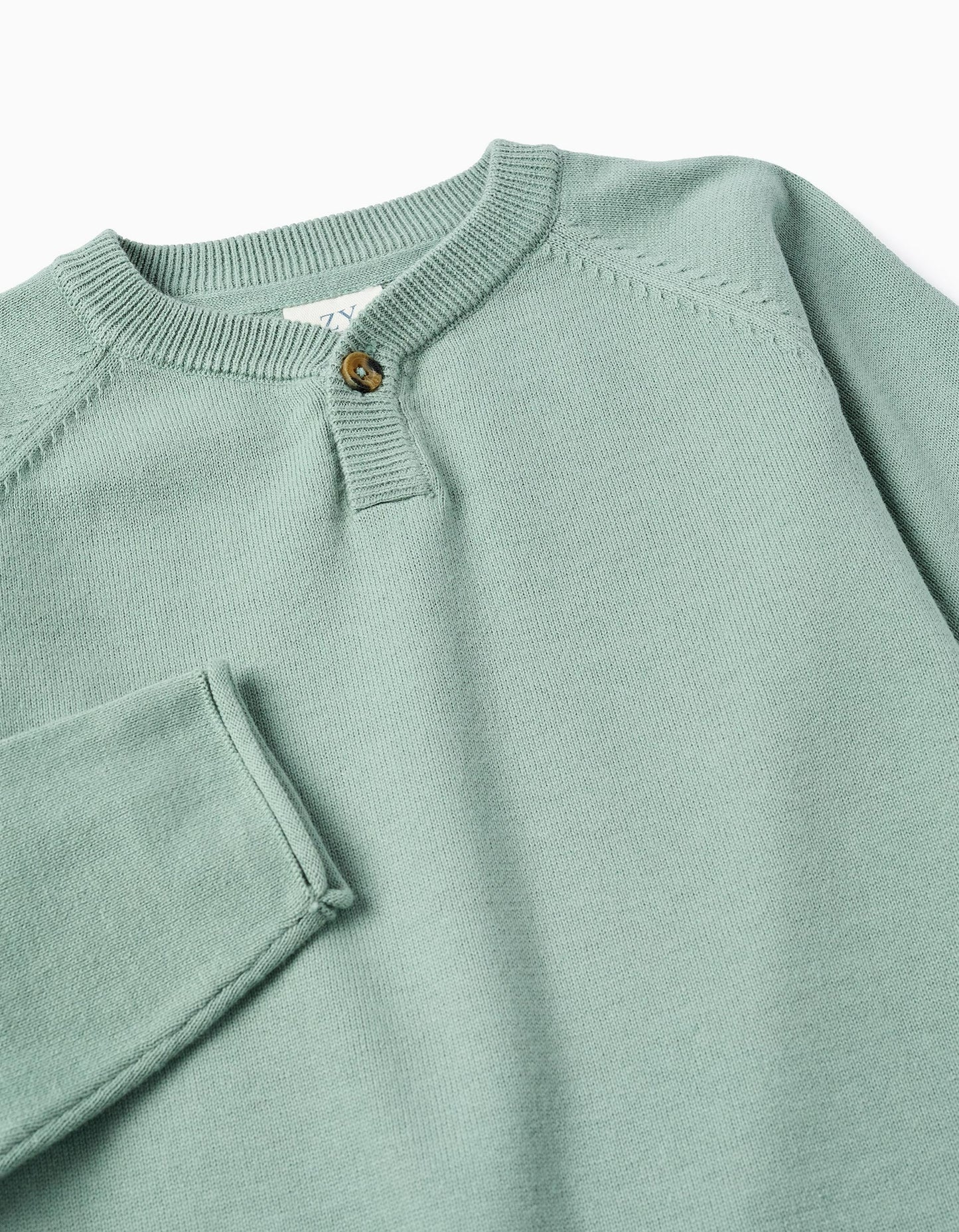 Jumper with Rolled Edges for Boys, Aqua Green