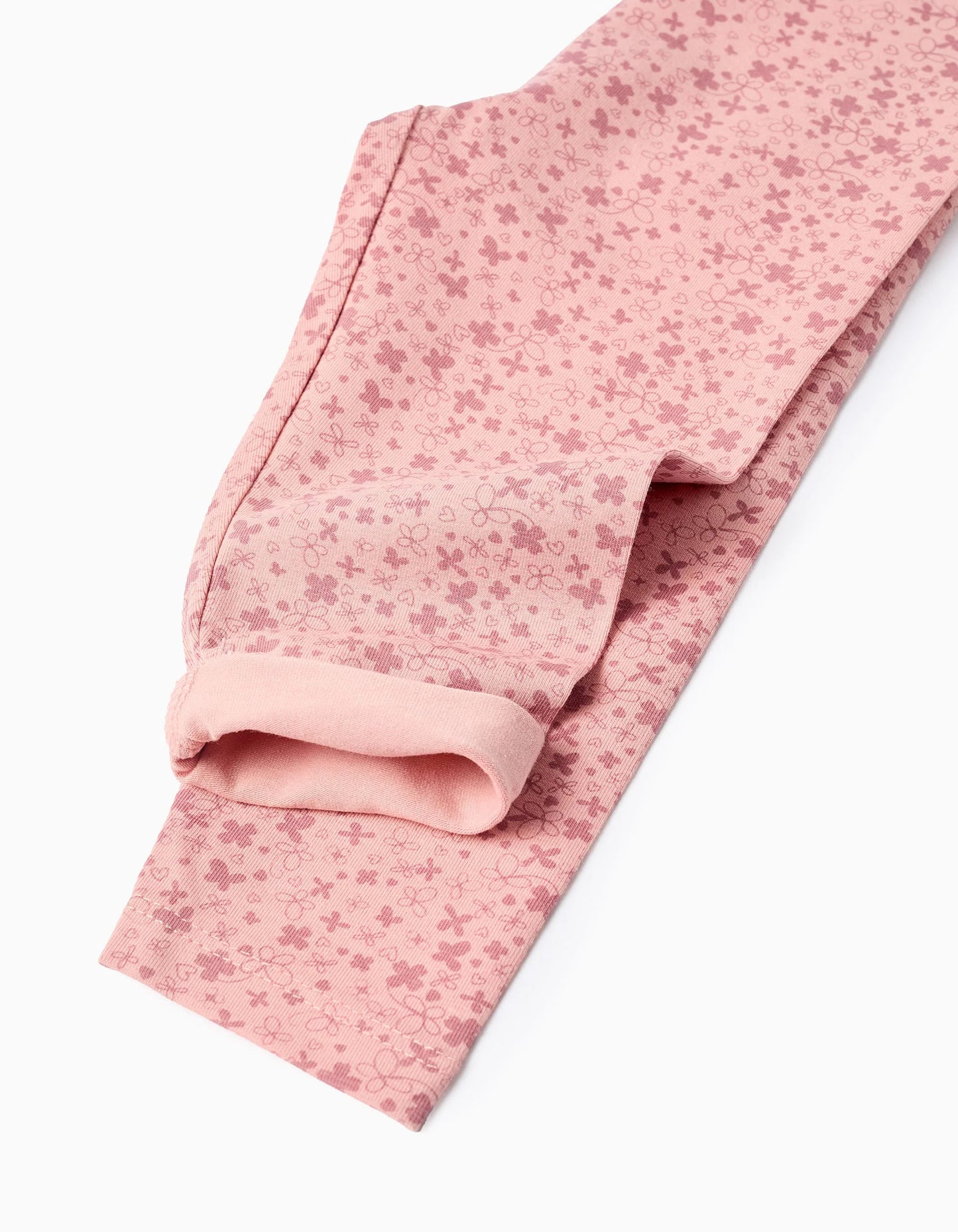 Pack of 2 Floral/Smooth Leggings for Baby Girls, Pink/Grey