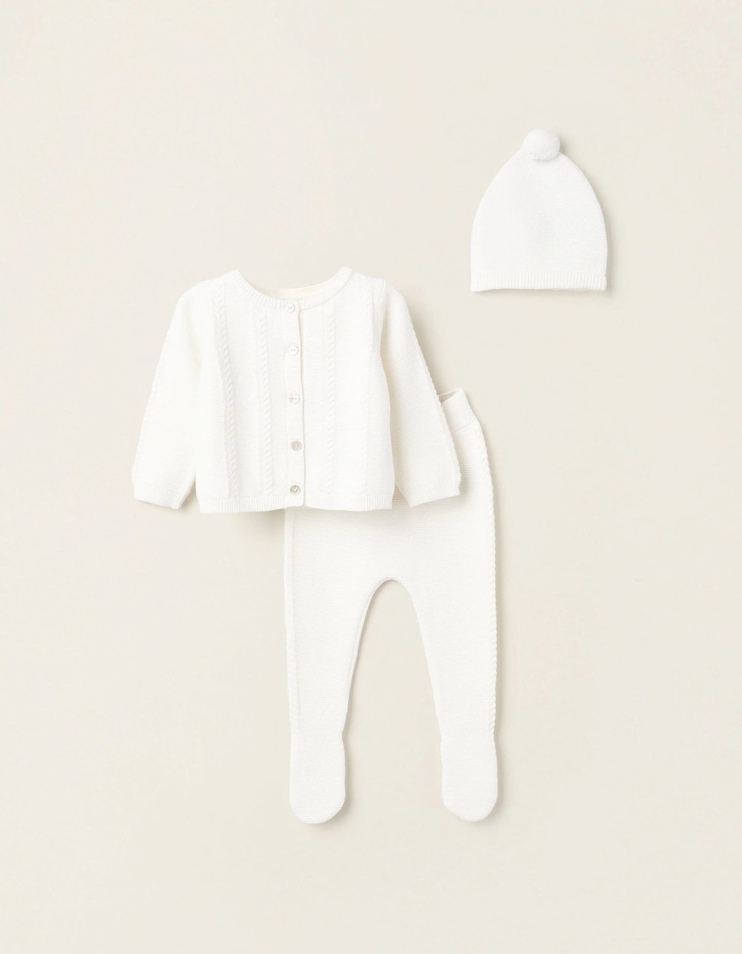3-Piece Knitted Set for Newborns, White