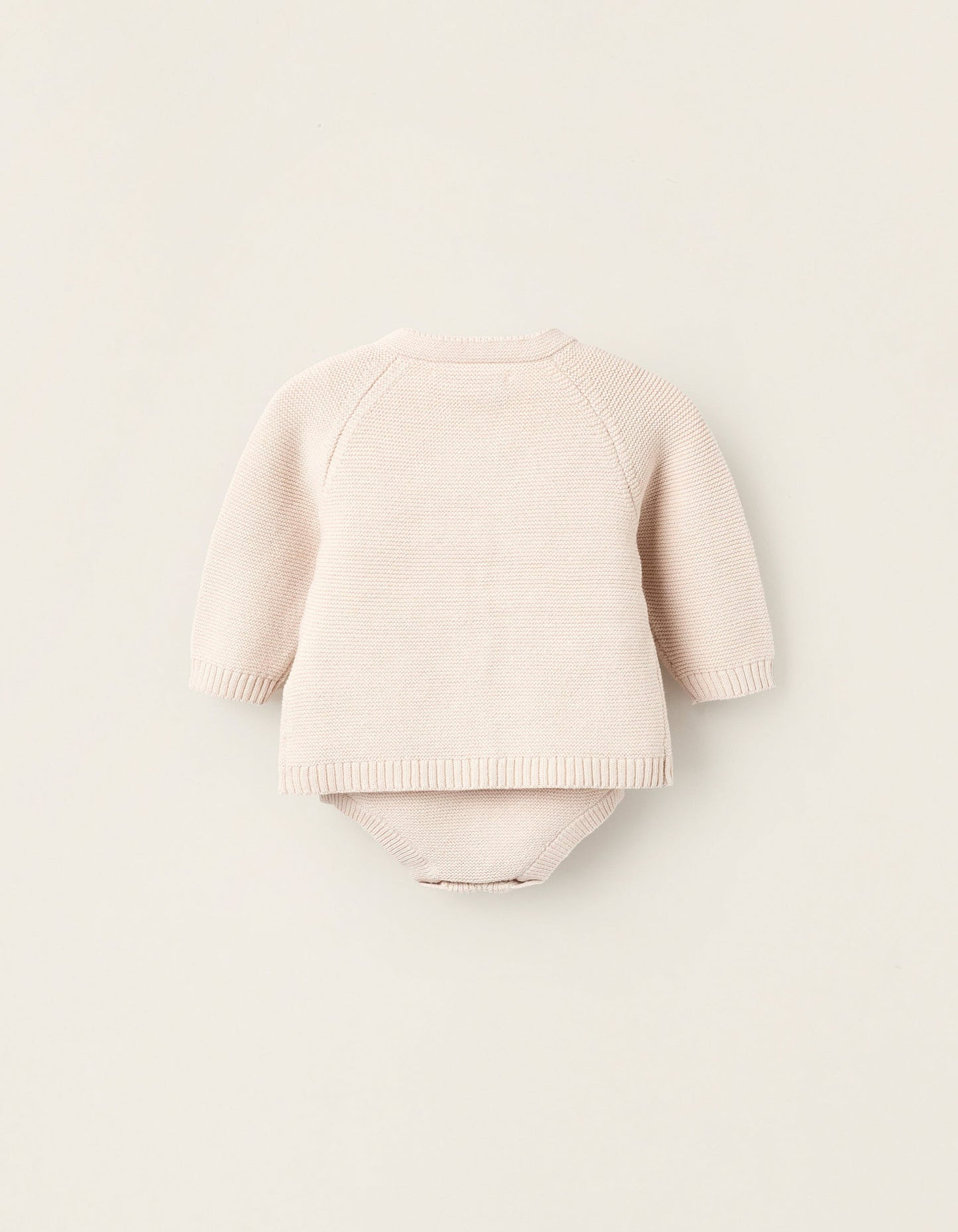 4-Piece Knitted Set in Cotton for Newborns, Beige