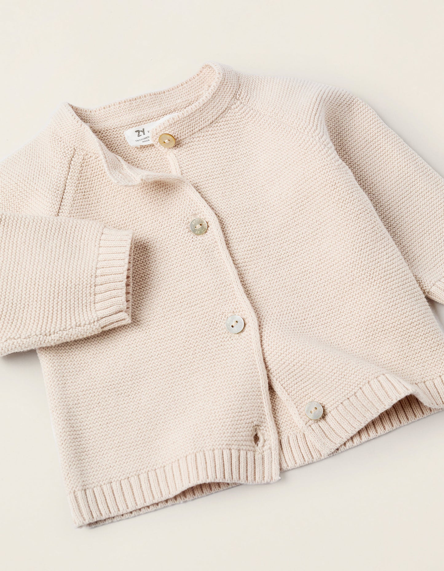 4-Piece Knitted Set in Cotton for Newborns, Beige