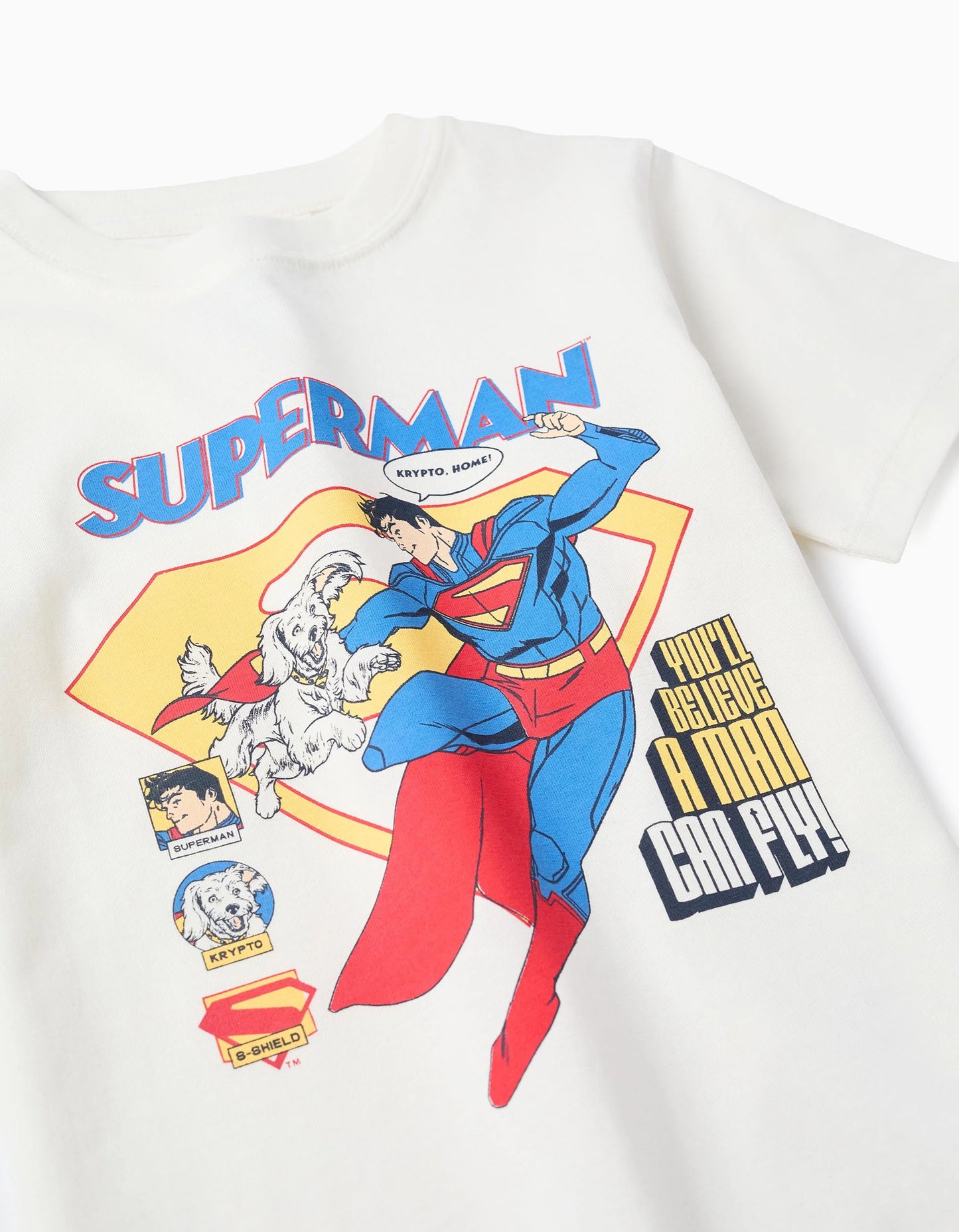 Cotton T-shirt for Boys 'Superman', White