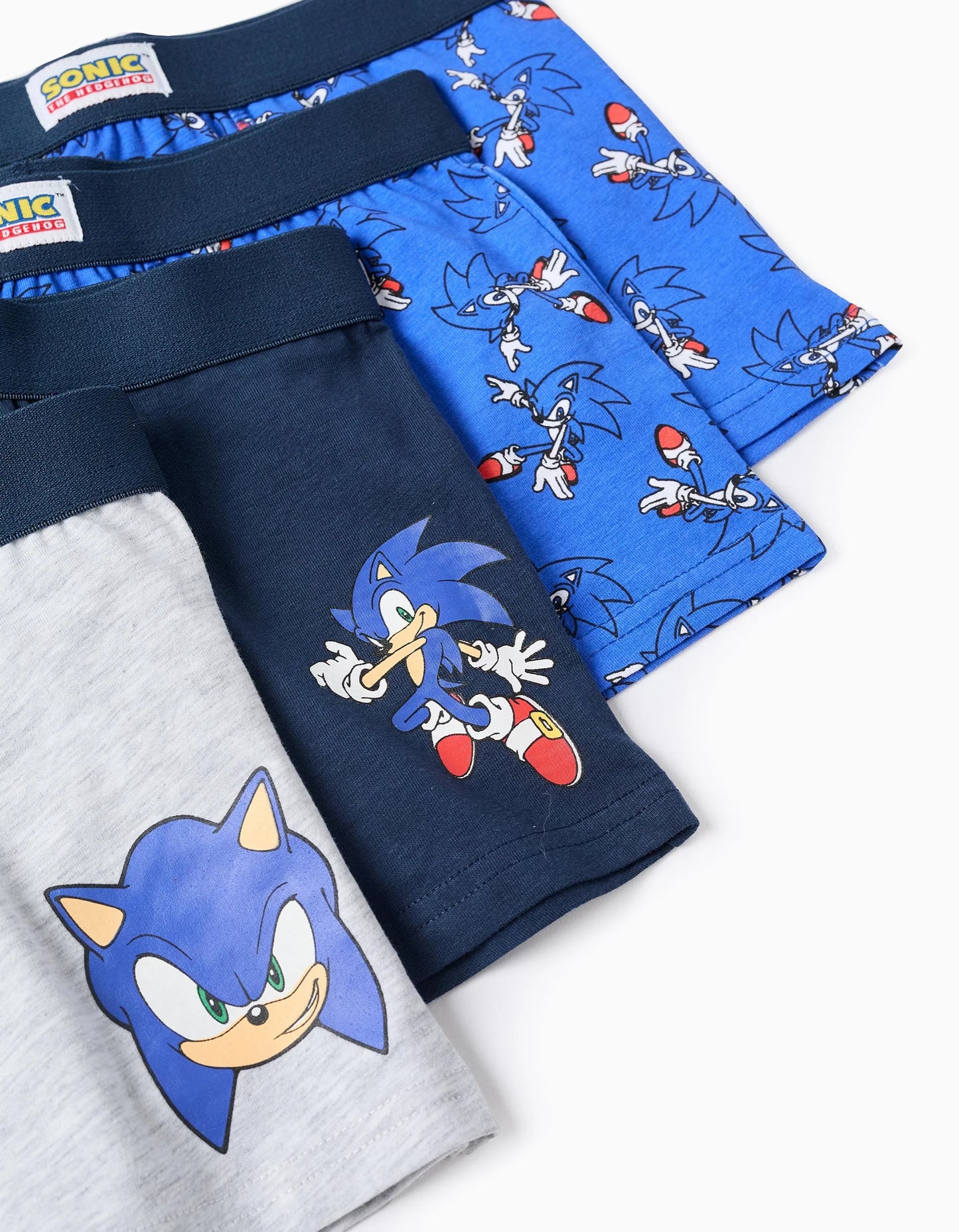 Pack of 4 Boxers with Sonic for Boys, Blue/Grey