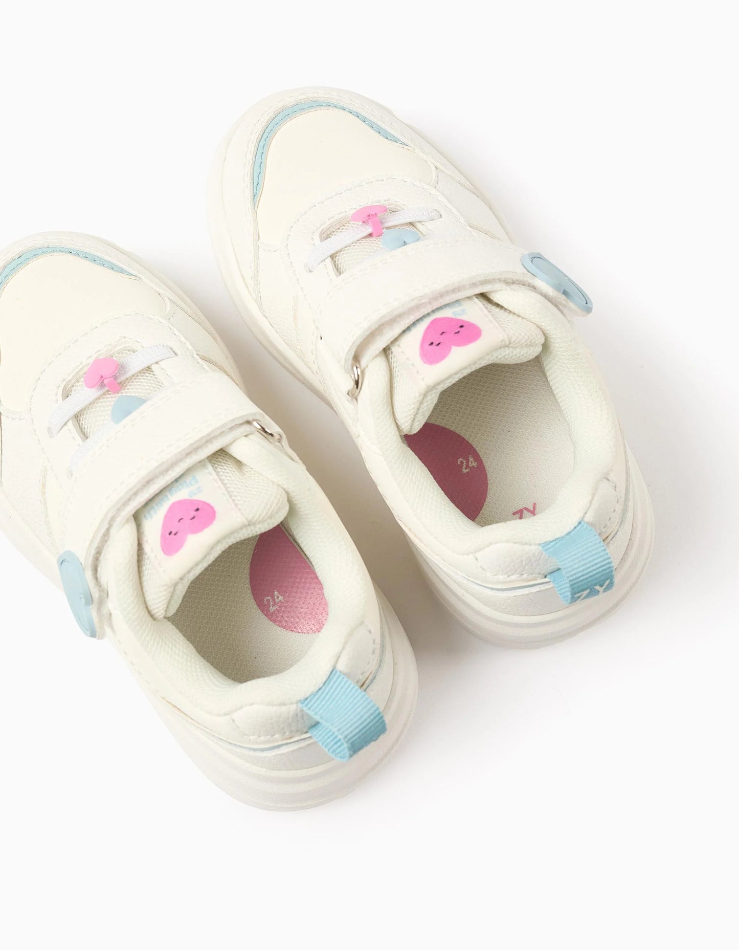 Heart Trainers for Baby Girls, White/Pink/Blue