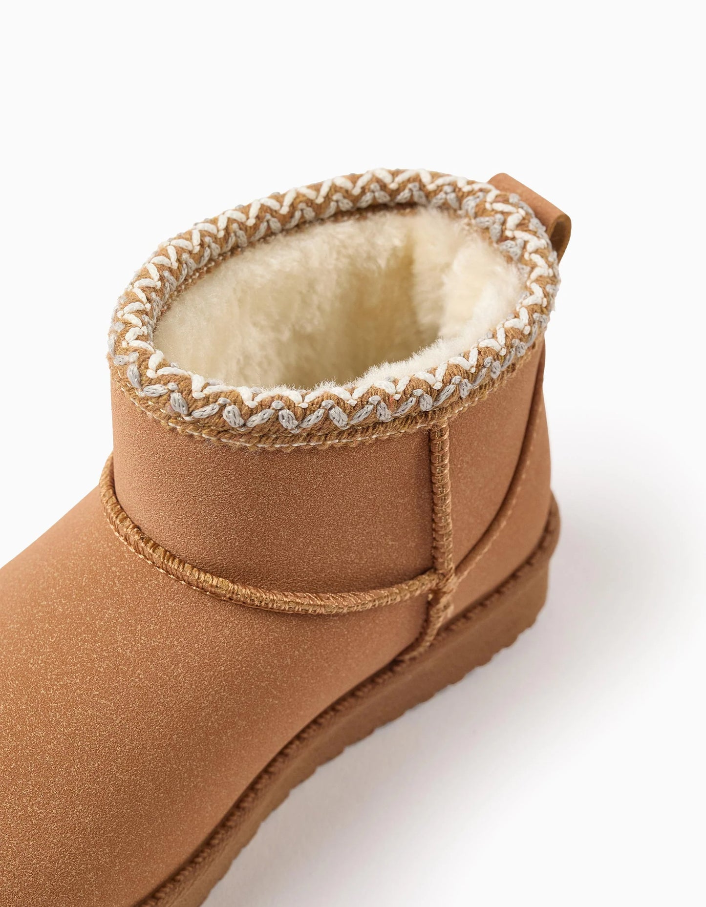 Boots with Fur Lining and Thick Sole for Girls, Camel/White