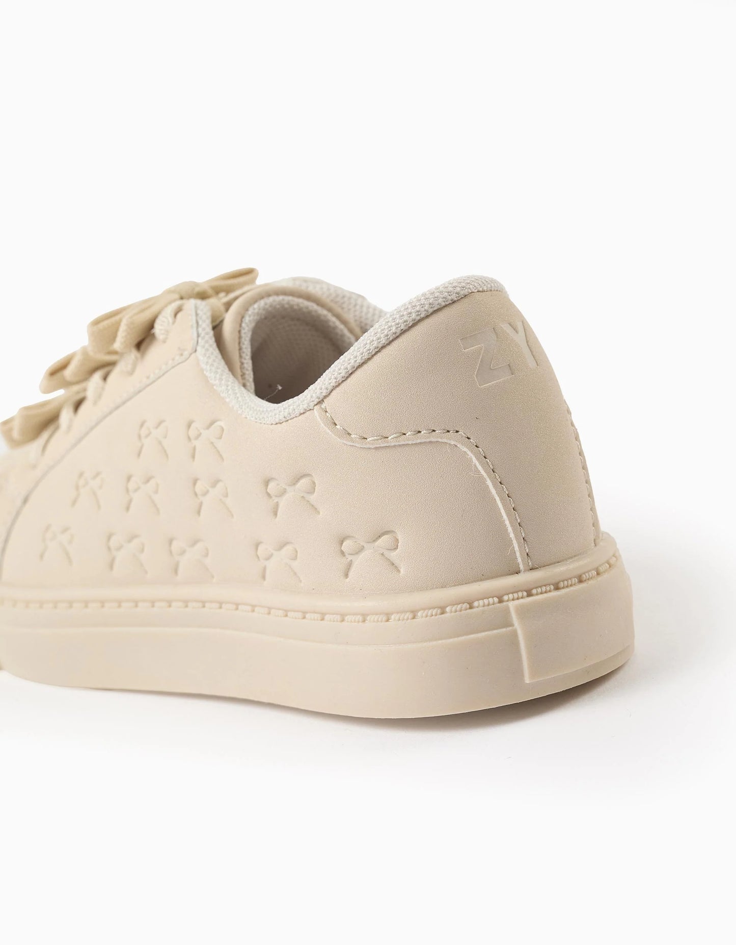 Textured Trainers with Bows for Girls, Beige