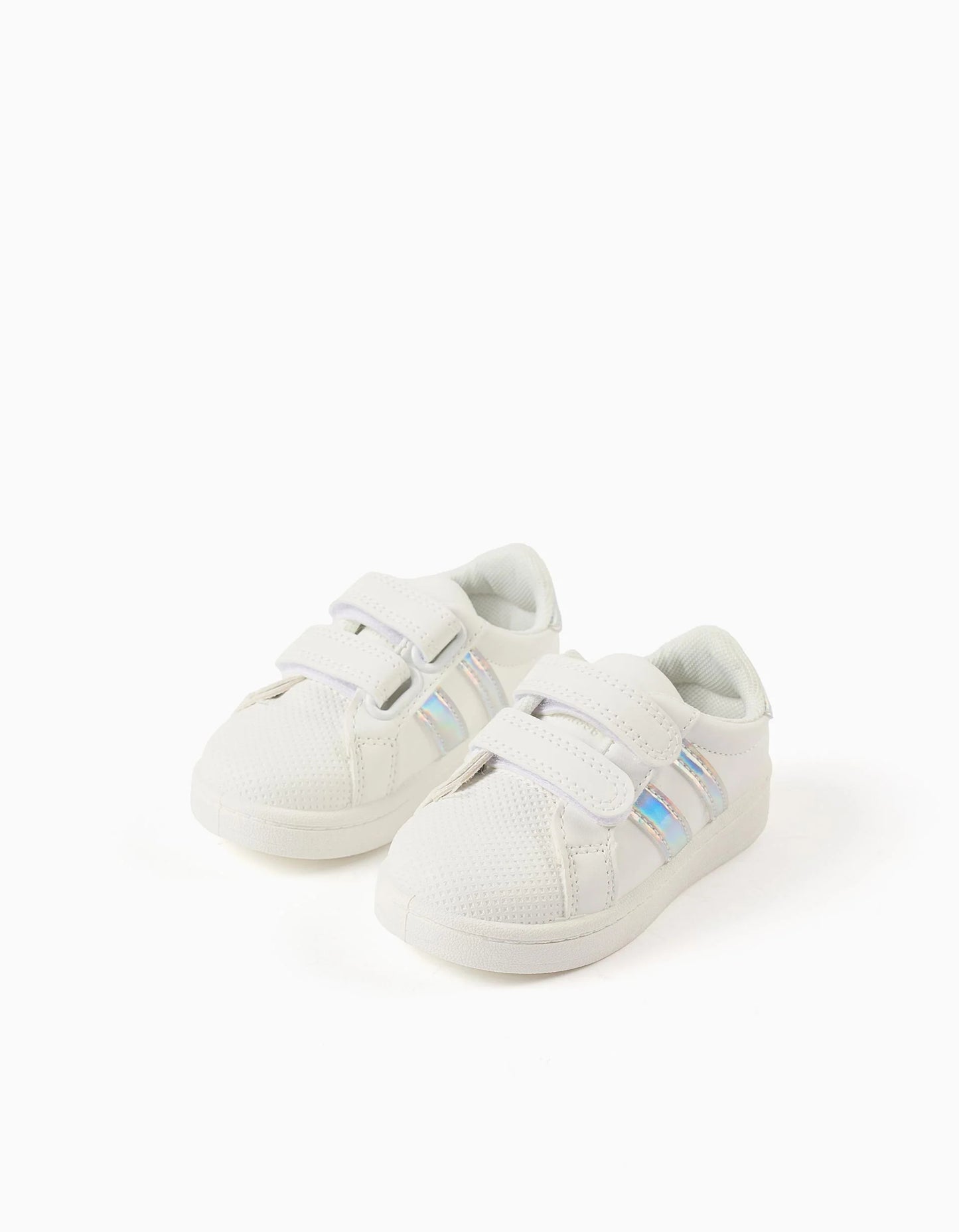 Touch-Fastening Trainers for Baby Girls, White/Iridescent