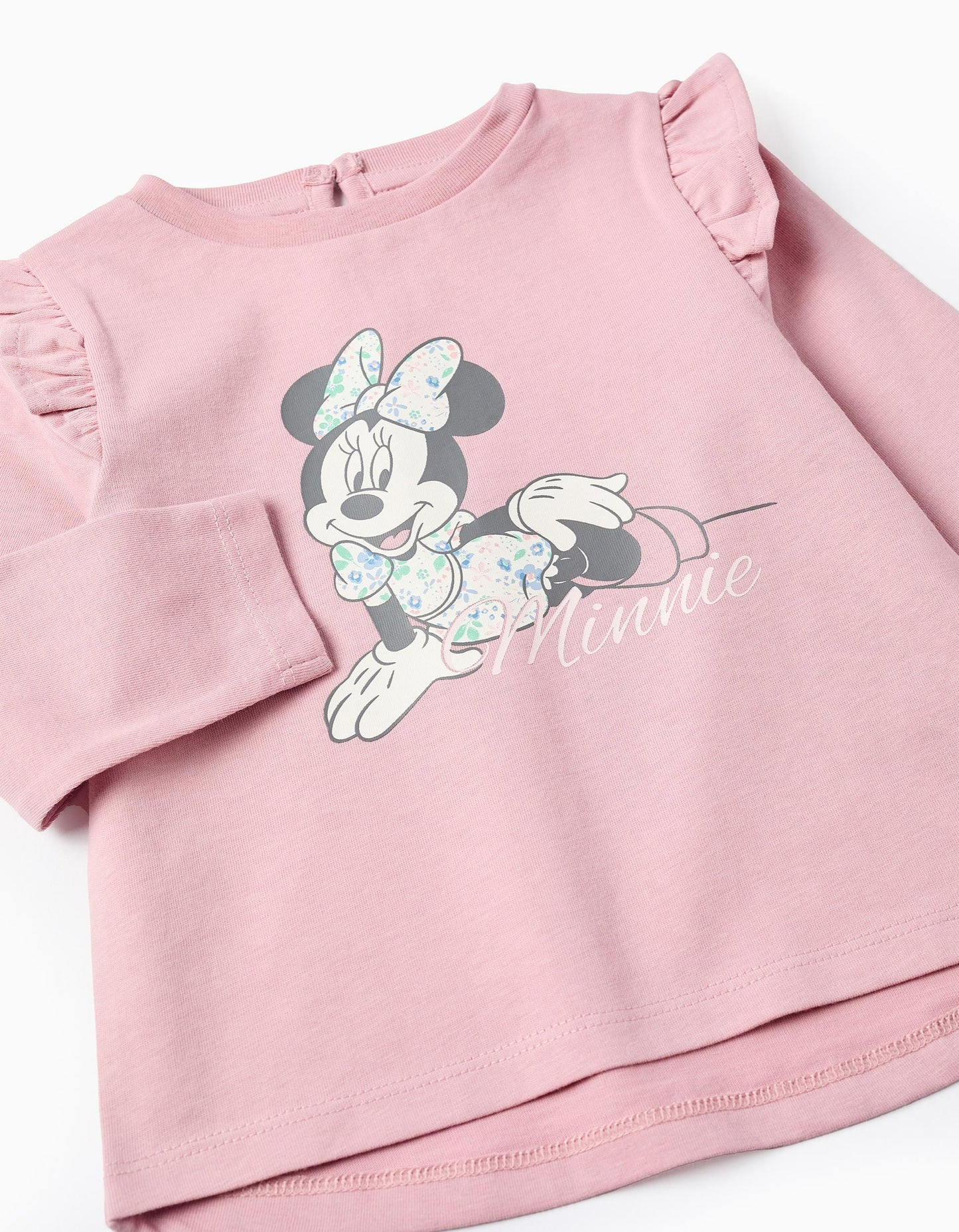 Long Sleeve Cotton T-shirt for Baby Girls 'Minnie', Pink