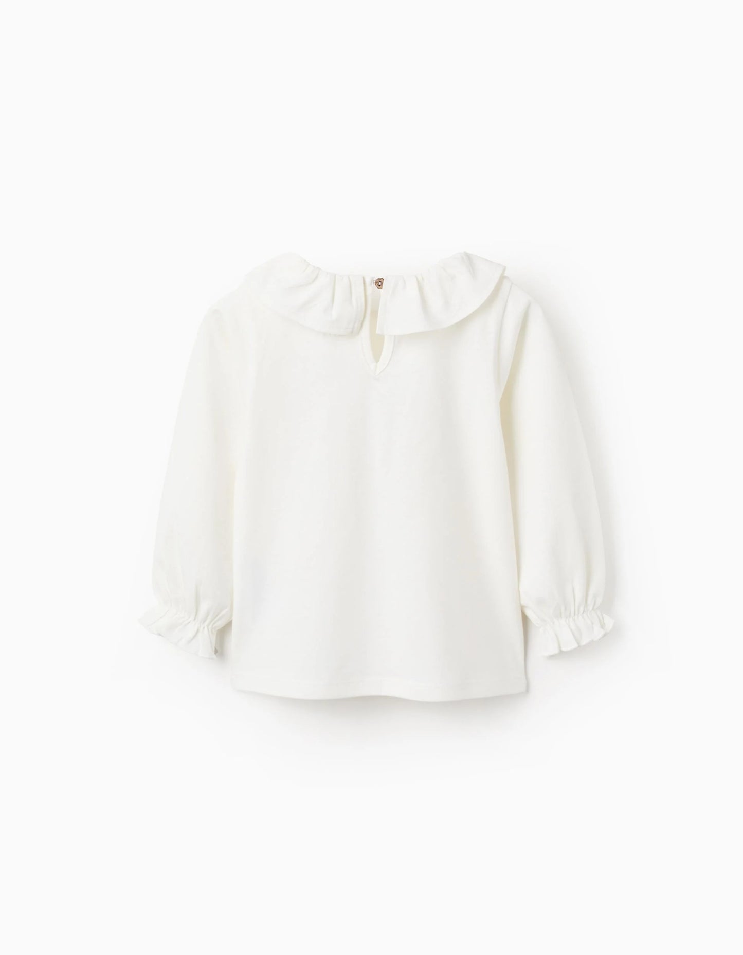 Long Sleeve Ruffle T-shirt for Baby Girls 'Happy', White