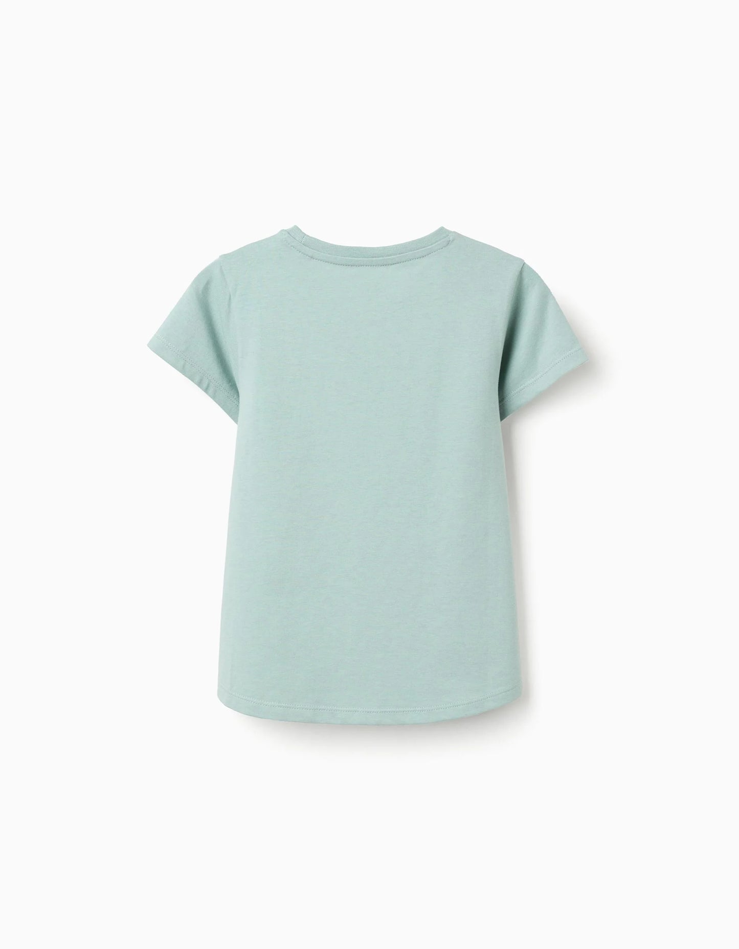 Cotton T-shirt with Heart Print for Girls, Light Green