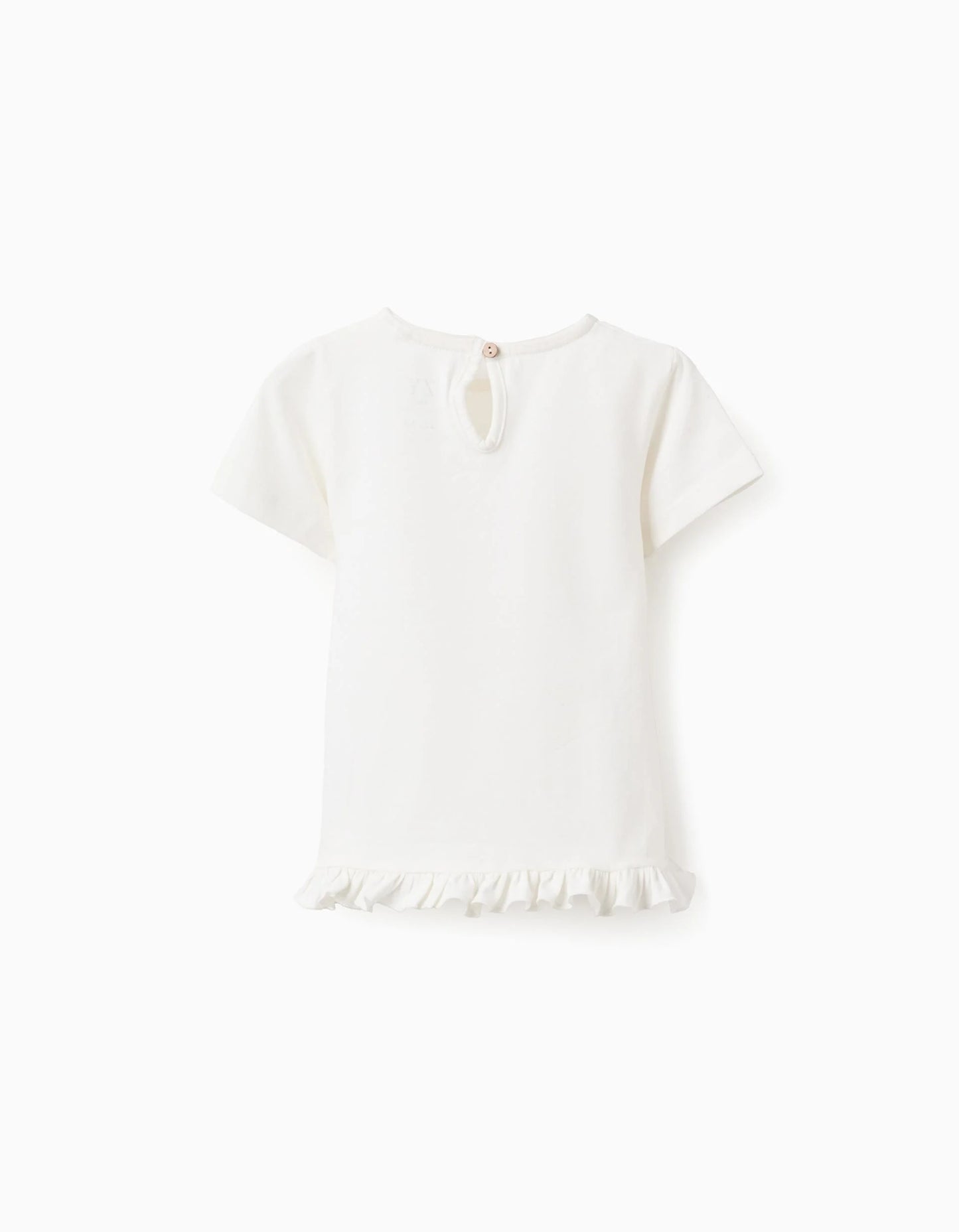 Cotton T-Shirt With Ruffles For Baby Girls 'Love', White
