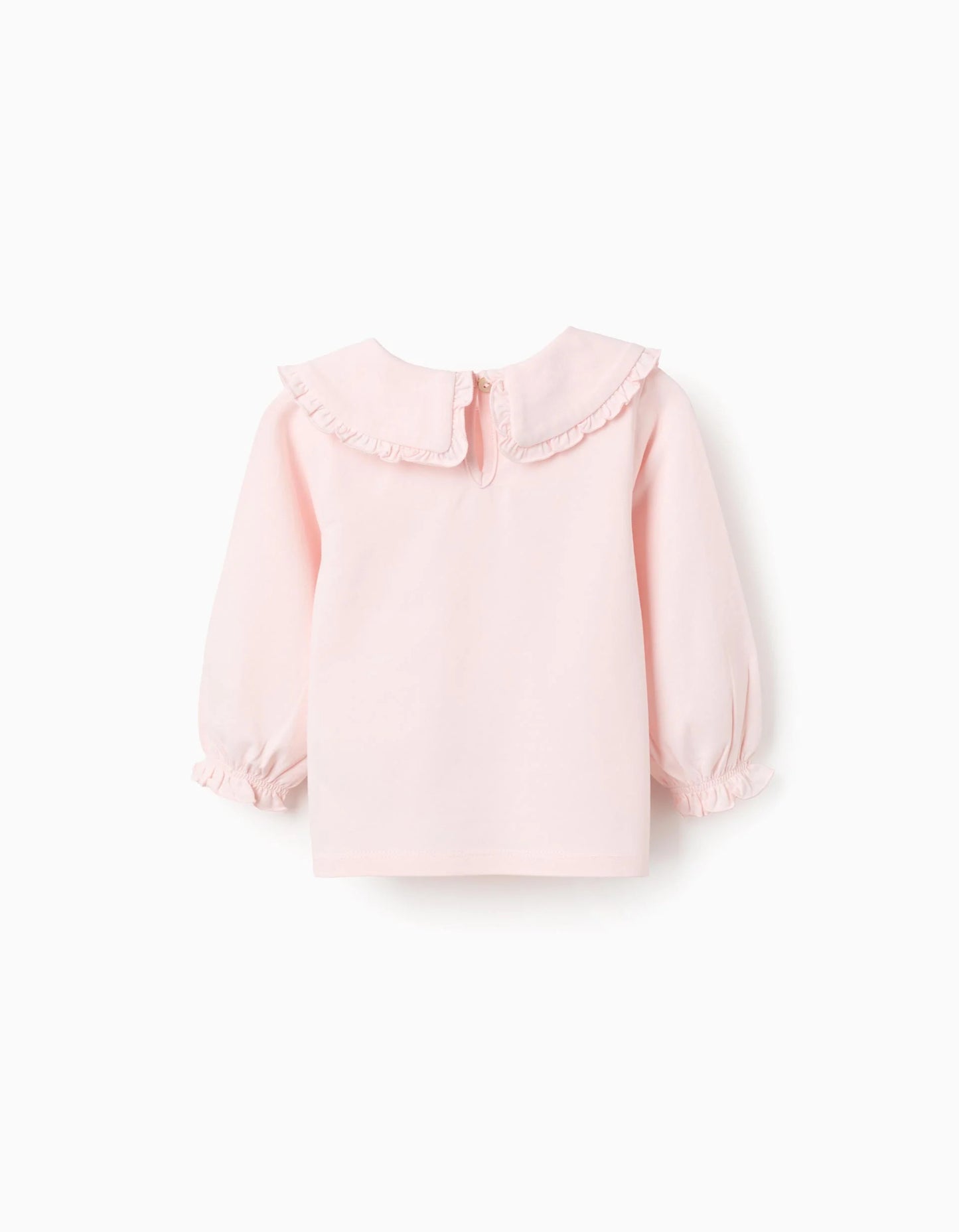Peter Pan Collar T-shirt with Ruffles for Baby Girls, Pink