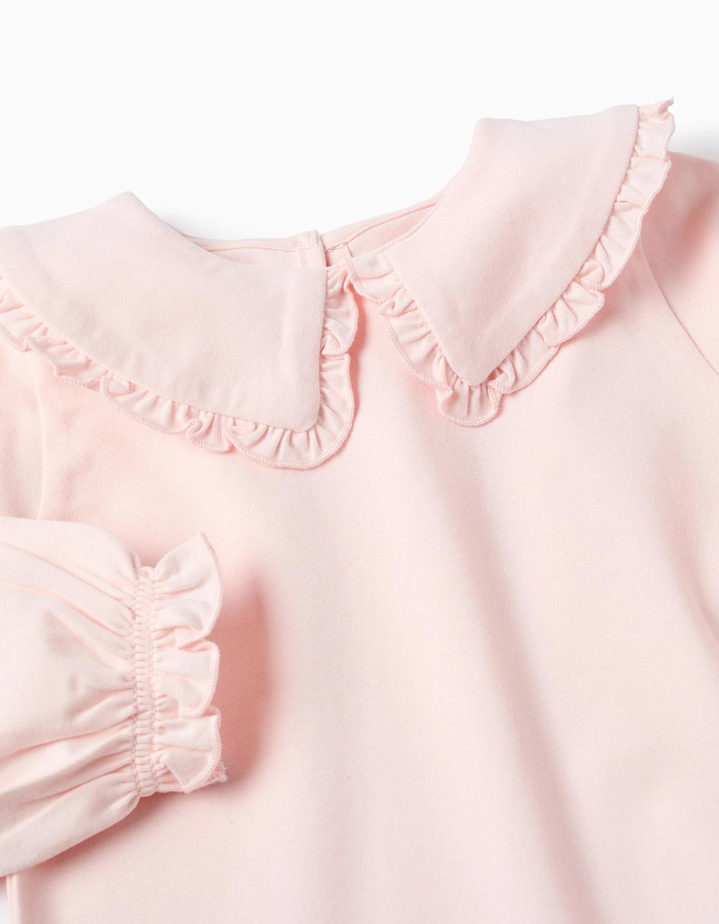 Peter Pan Collar T-shirt with Ruffles for Baby Girls, Pink