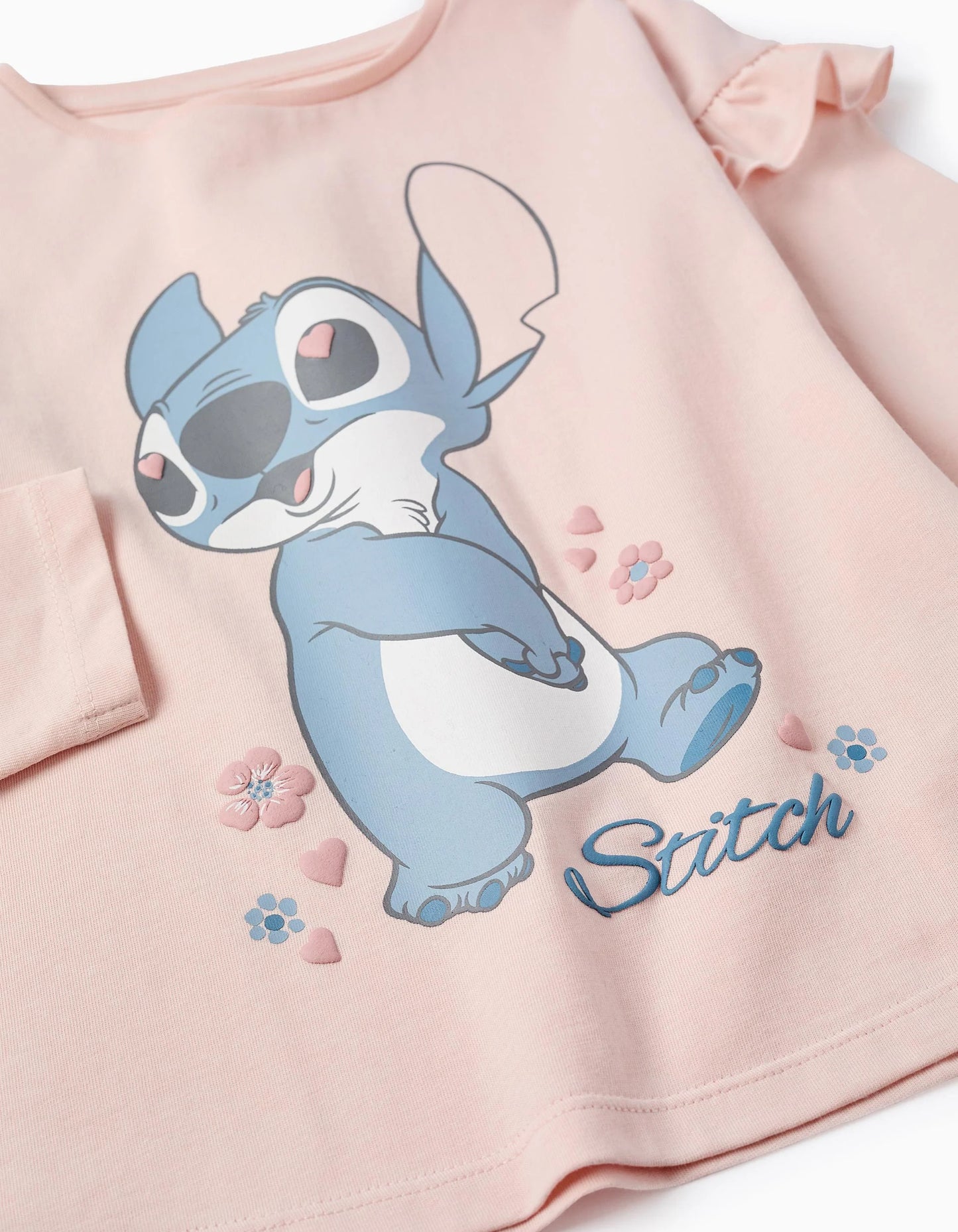 Long Sleeve Cotton T-shirt for Girls 'Stitch', Pink