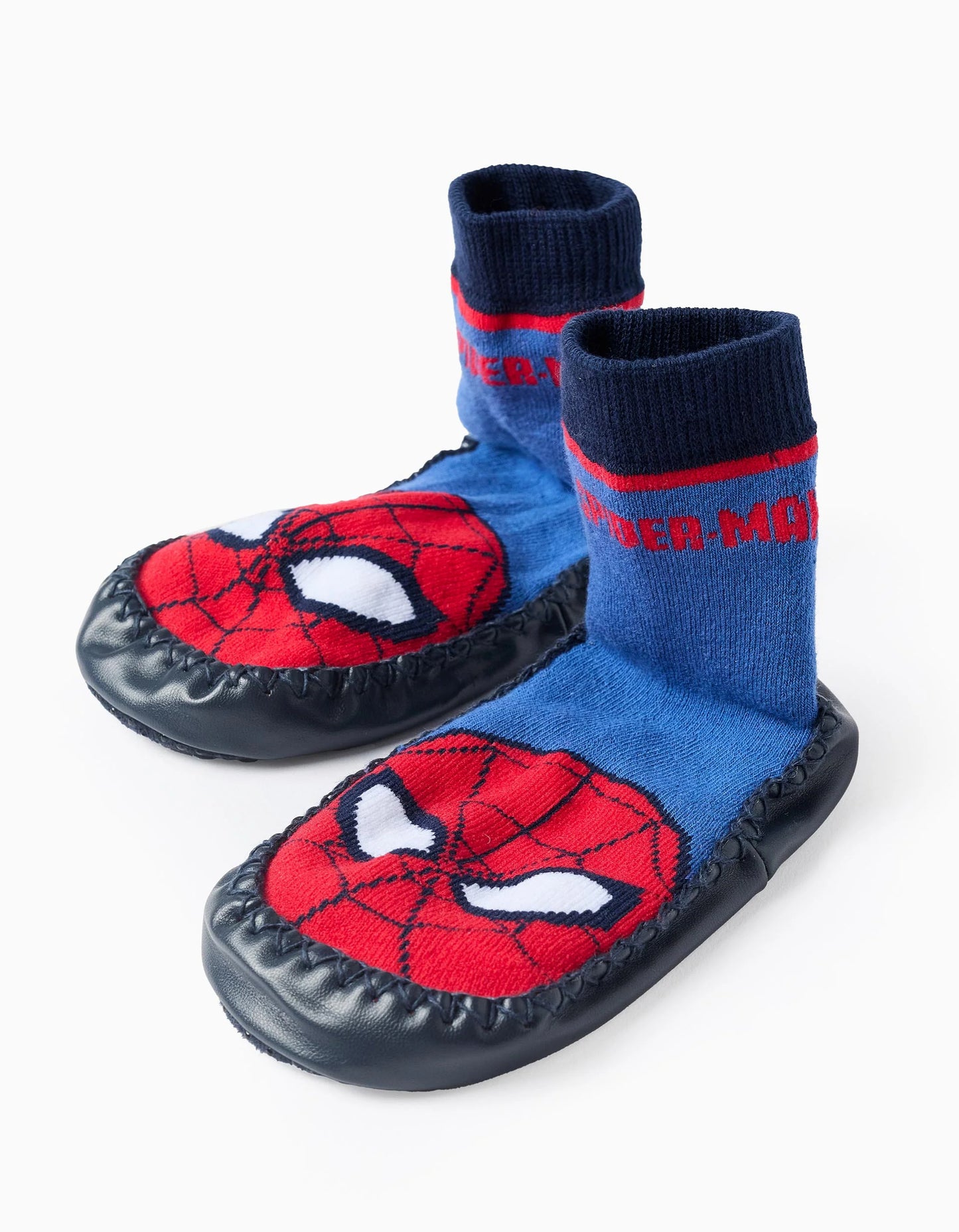 Socks-Slippers with Spider-Man Motif for Boys, Blue/Red