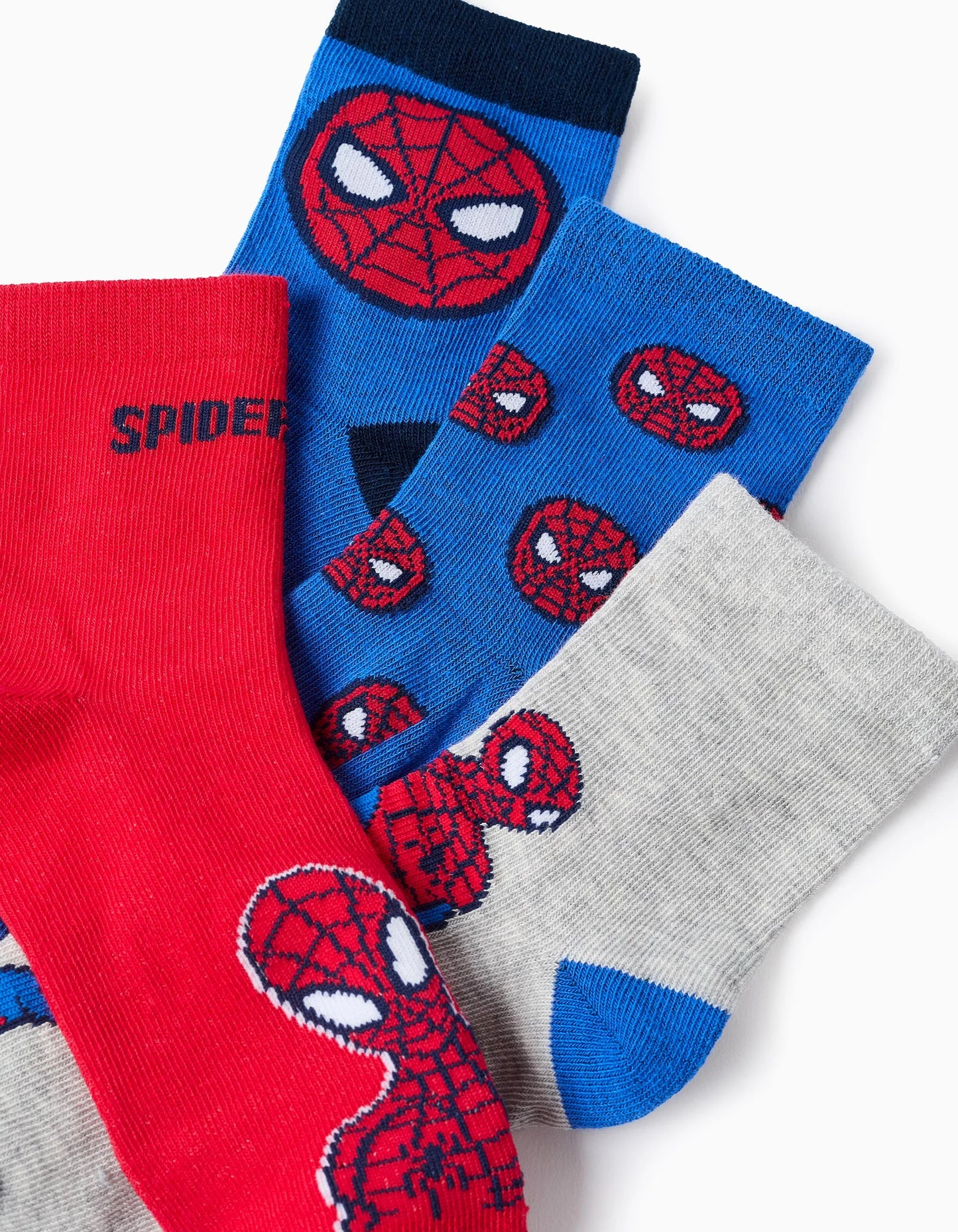 Pack of 4 Pairs of Spider-Man Socks for Boys, Blue/Red/Grey