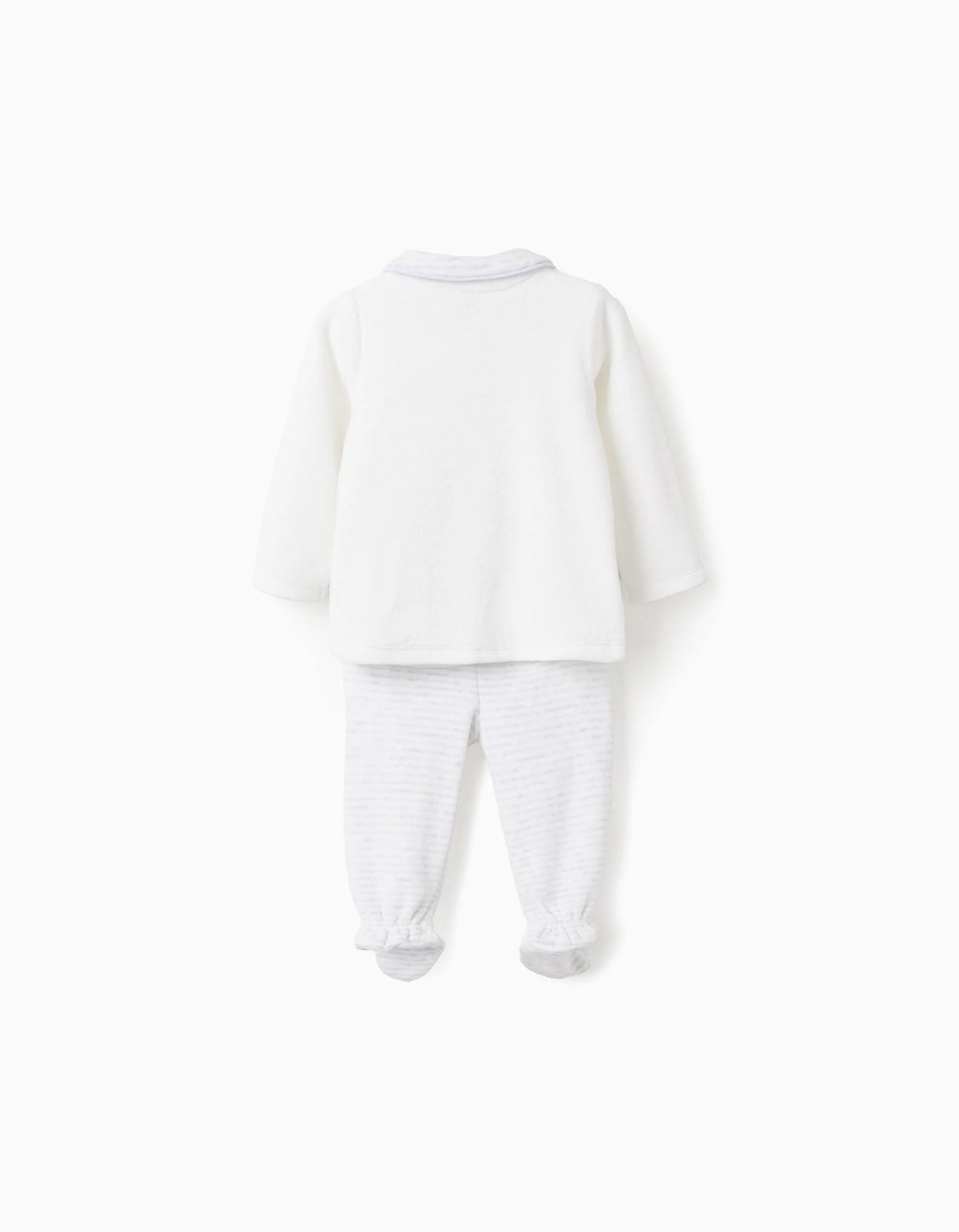 Velour Sweatshirt + Trousers for Newborns 'Cloud', White/Grey