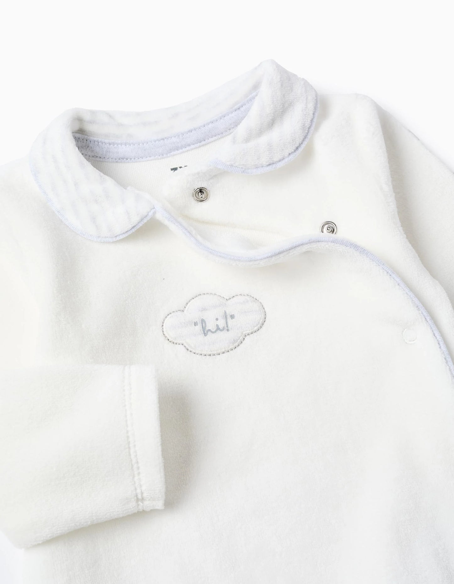 Velour Sweatshirt + Trousers for Newborns 'Cloud', White/Grey