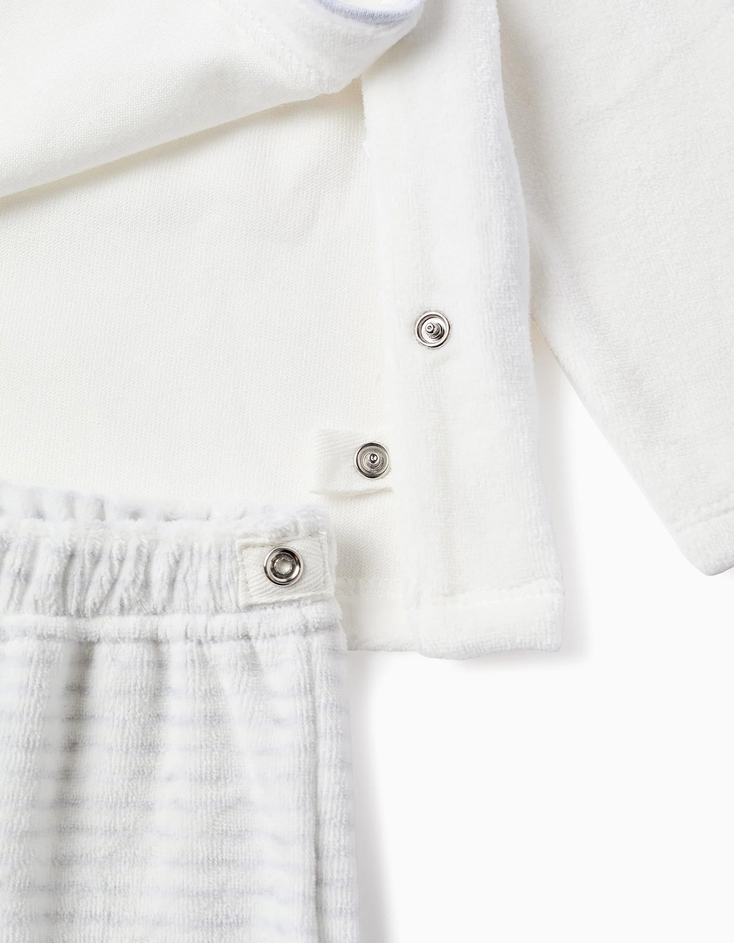Velour Sweatshirt + Trousers for Newborns 'Cloud', White/Grey