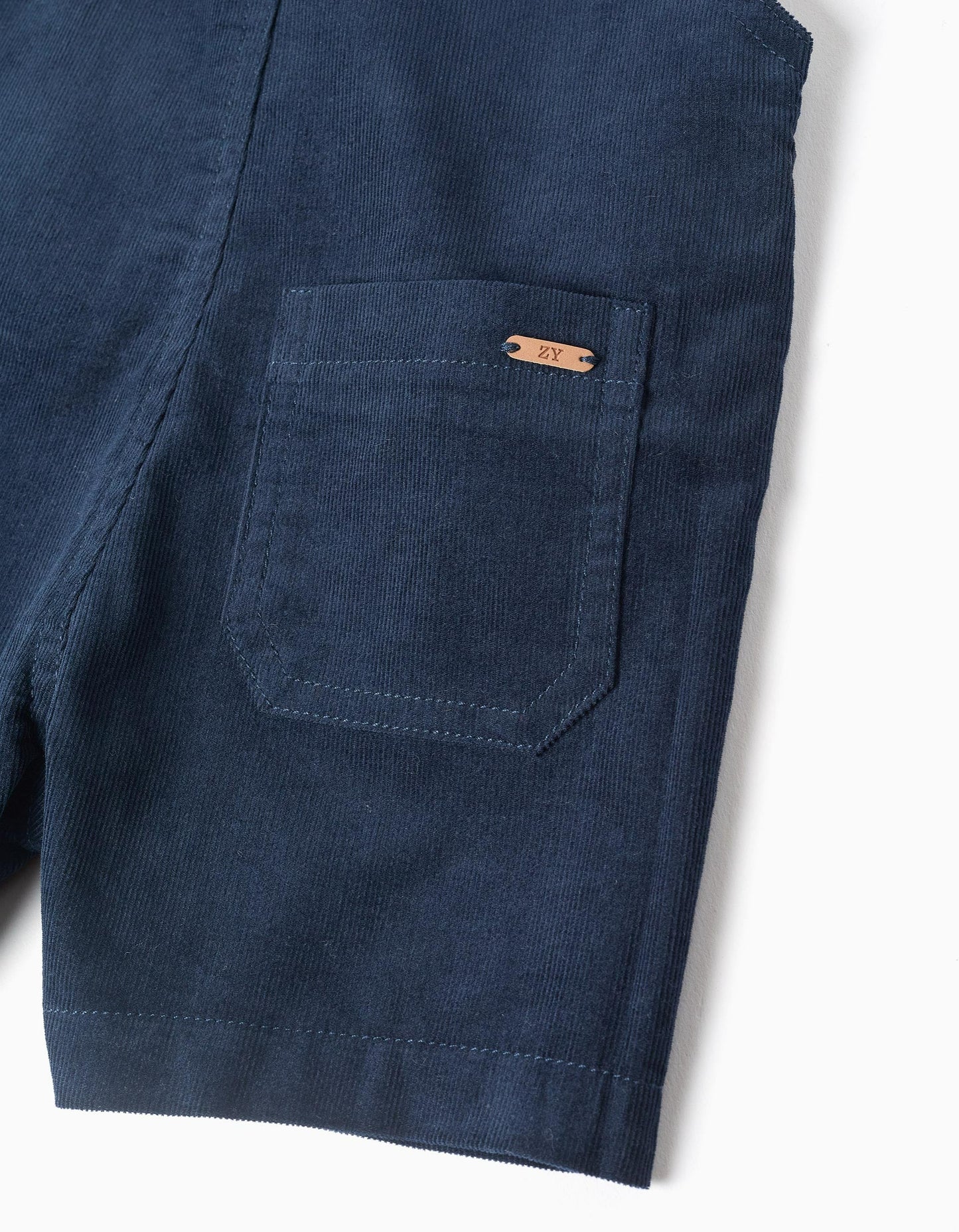 Corduroy Dungarees with Front Pocket 'B&S' for Baby Boys, Dark Blue