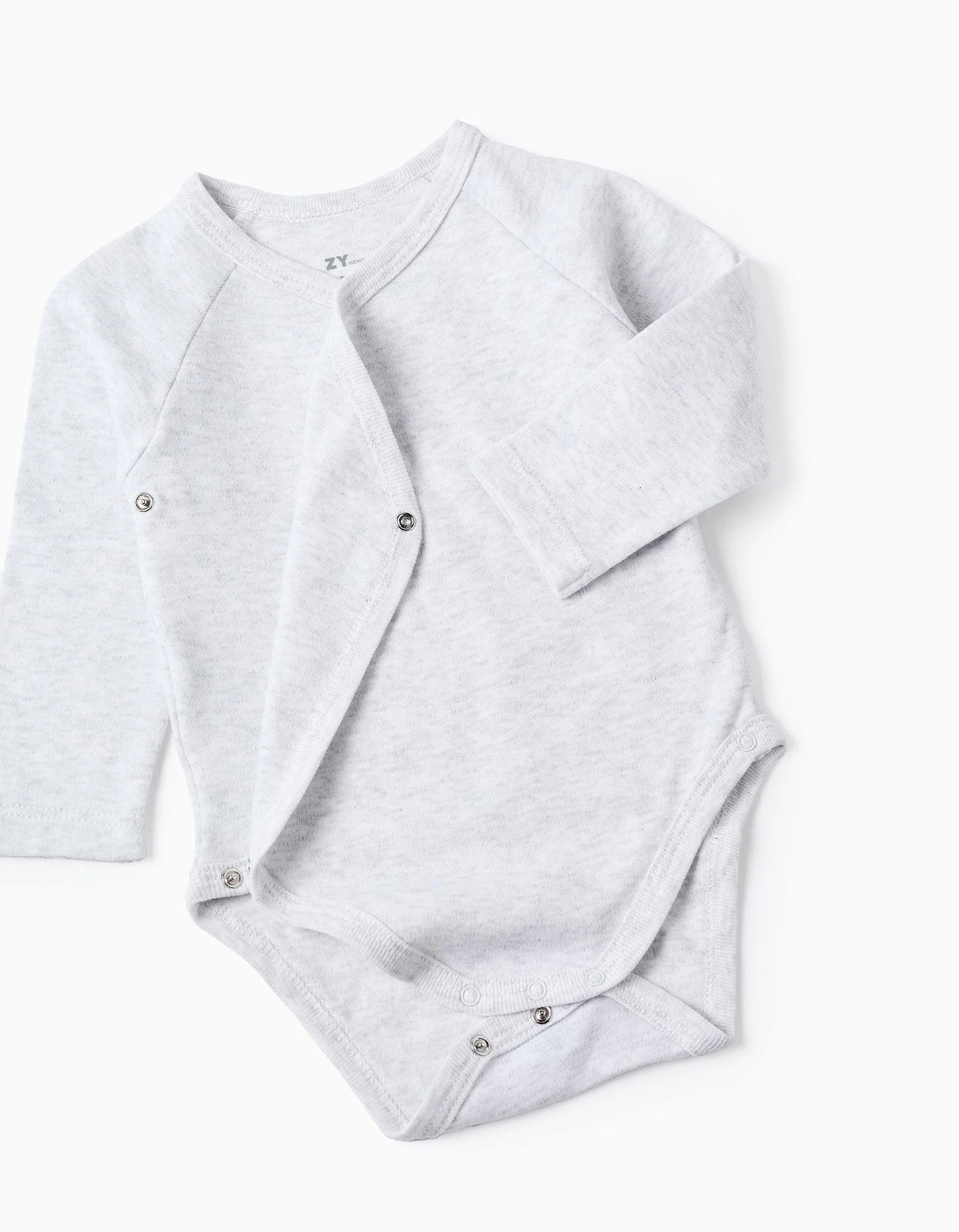 Pack of 4 Wrapover Bodysuits for Newborns and Babies, White/Grey