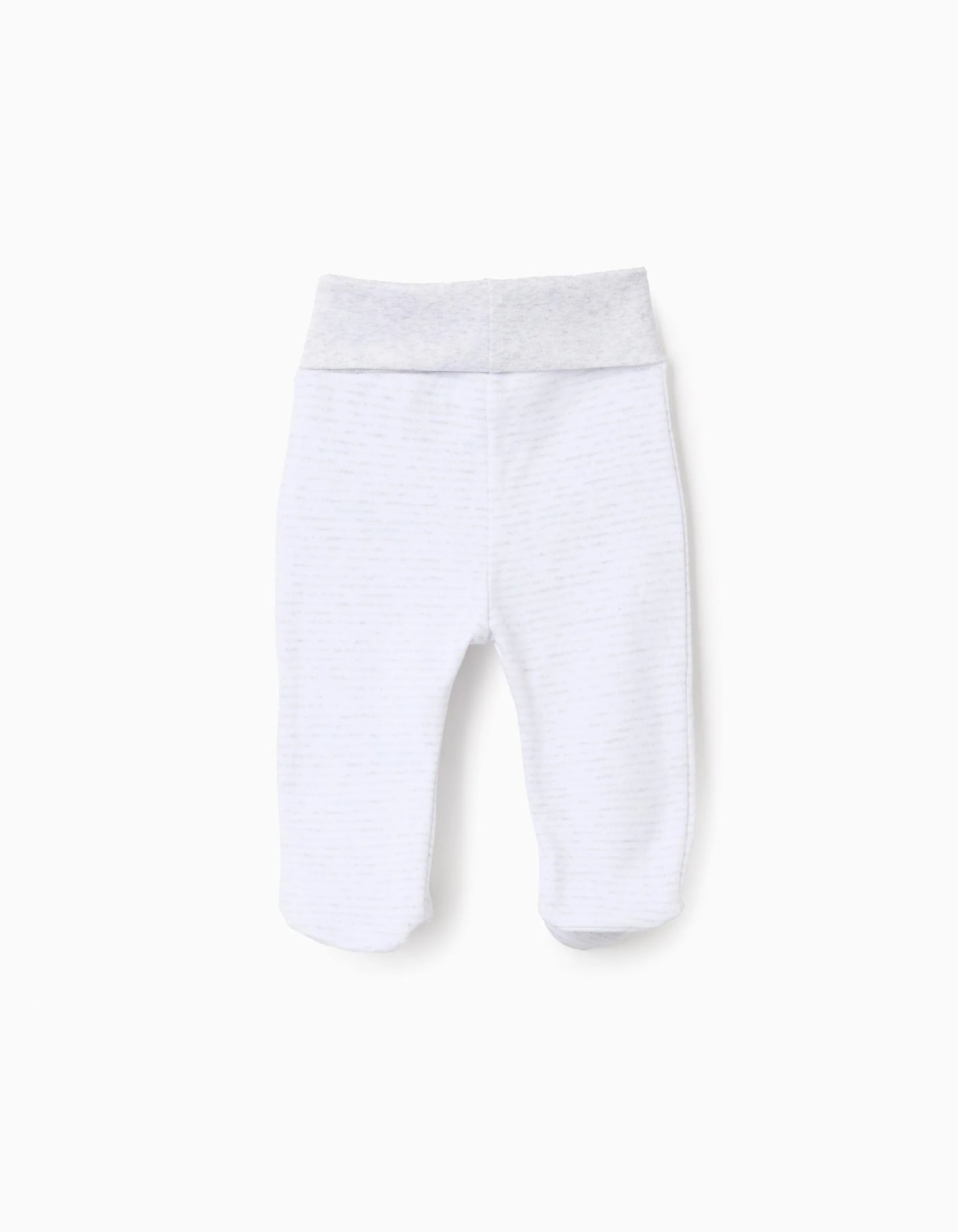 Pack of 4 Extra Comfy Footed Trousers for Babies, White/Grey