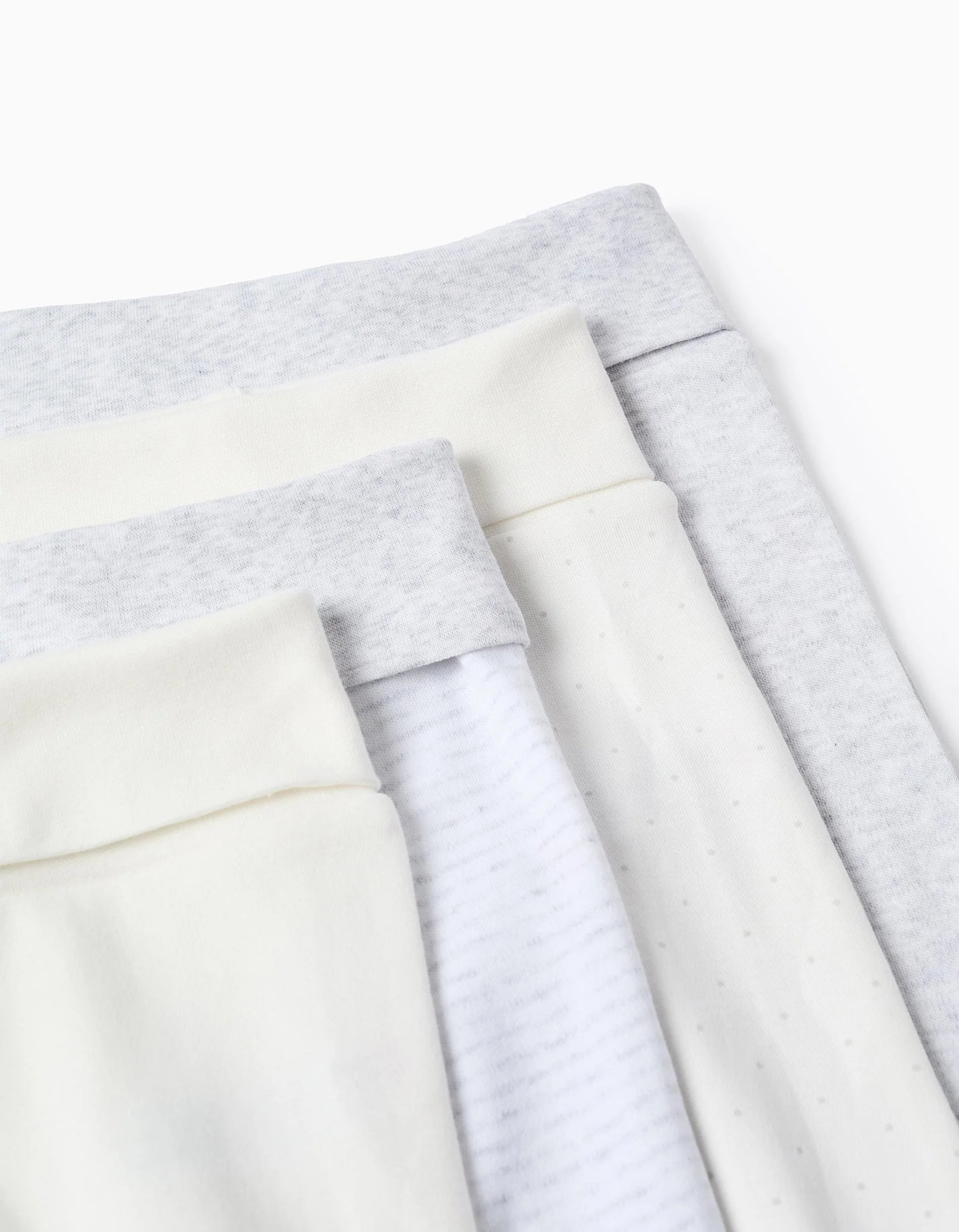 Pack of 4 Extra Comfy Footed Trousers for Babies, White/Grey