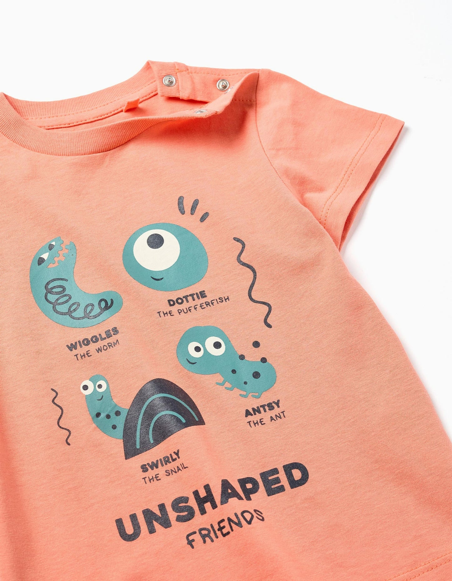 Cotton T-shirt with 'Animals' Print for Baby Boy, Orange