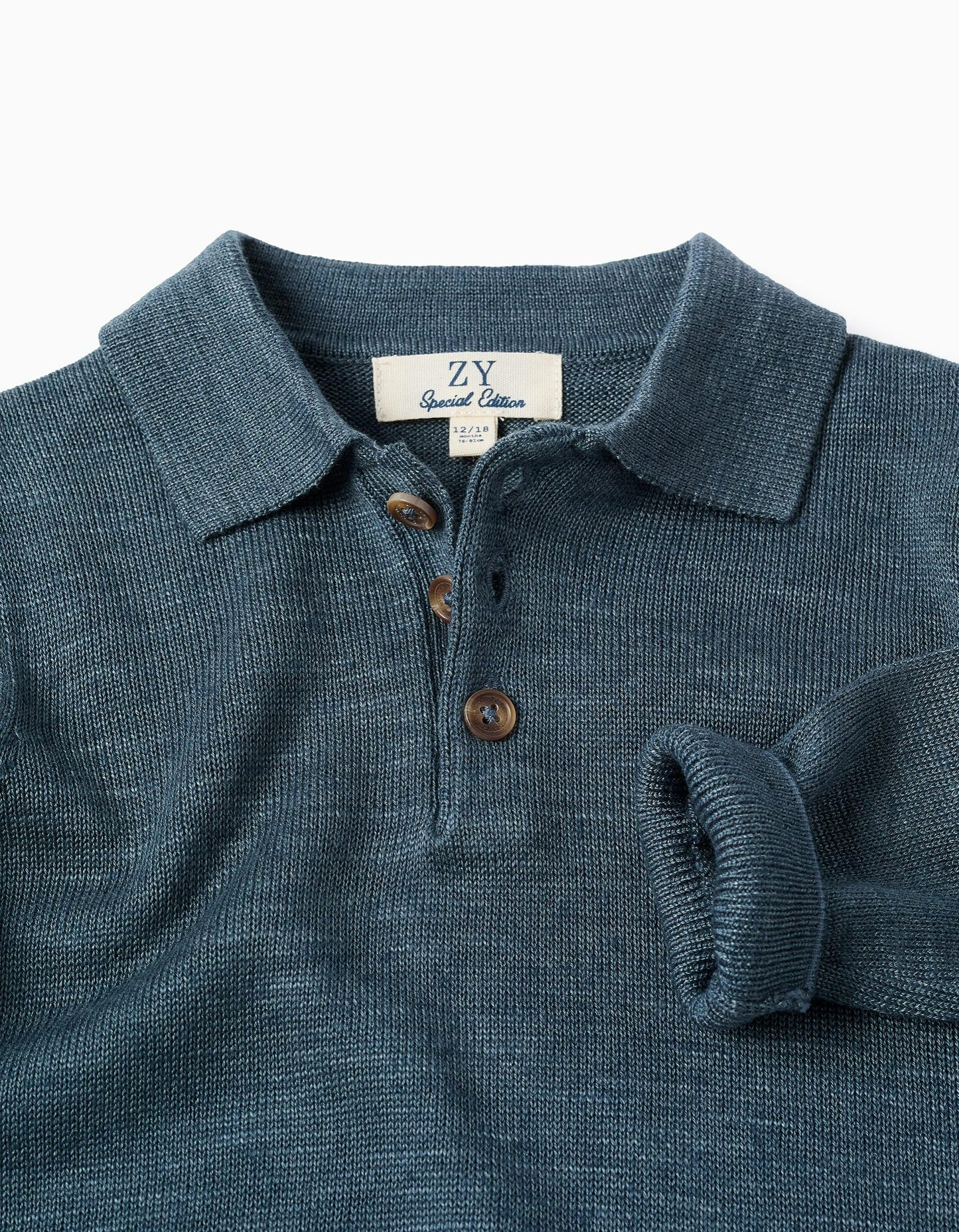 Knitted jumper with polo collar for baby boys, dark blue