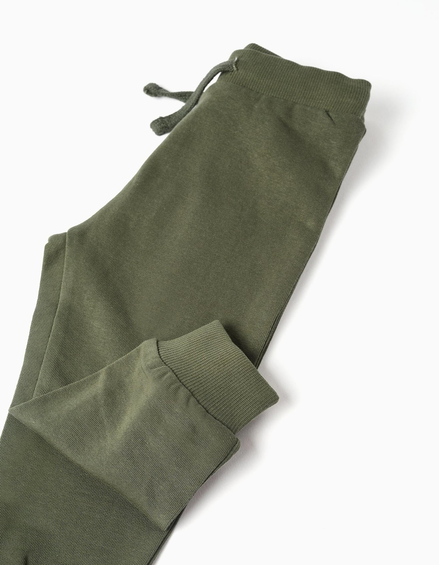 Cotton sweatshirt and trousers set for baby boys, white/dark green