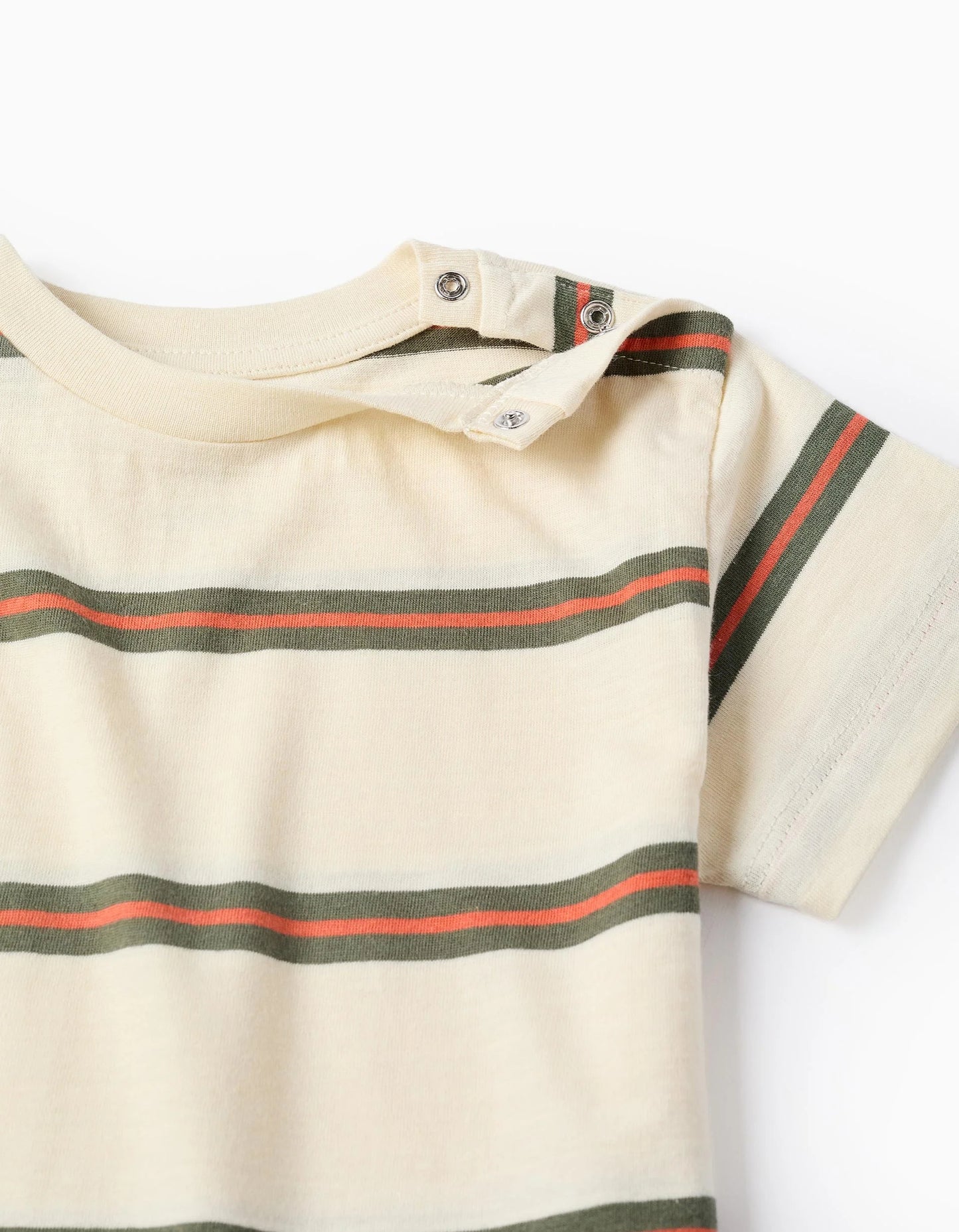 Striped cotton T-shirt for baby boys, beige/orange/green