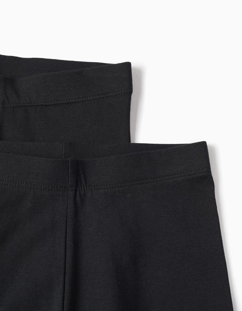 Pack of 2 Leggings for Girls, Black