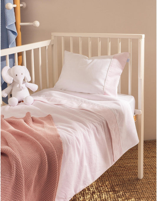 Sheet 95x160cm + Pillow Case 55x90Cm Essential Pink Zy Baby