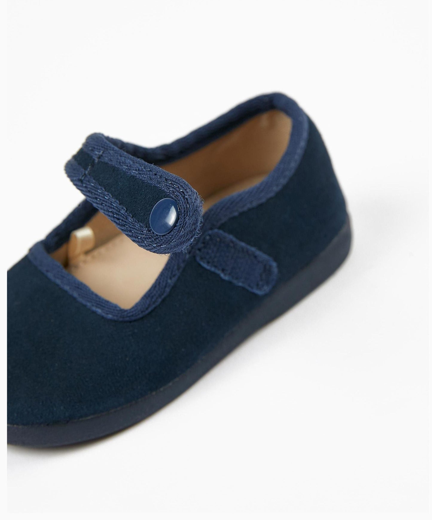 Leather Ballerina Shoes for Baby Girls, Dark Blue