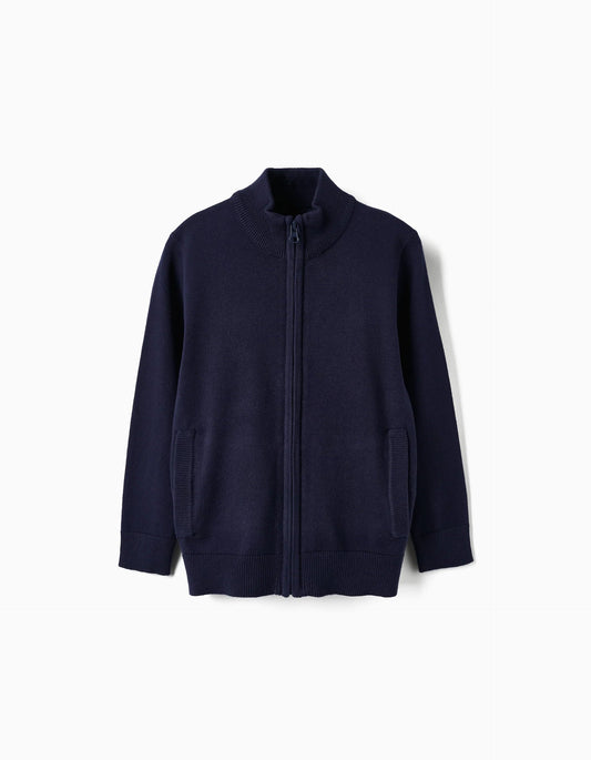 Knitted Cardigan for Boys, Dark Blue