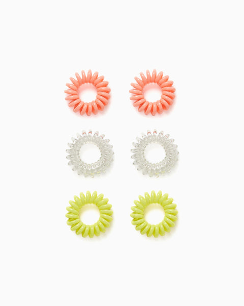 6 Spiral Hair Bobbles for Babies and Girls, Multicoloured