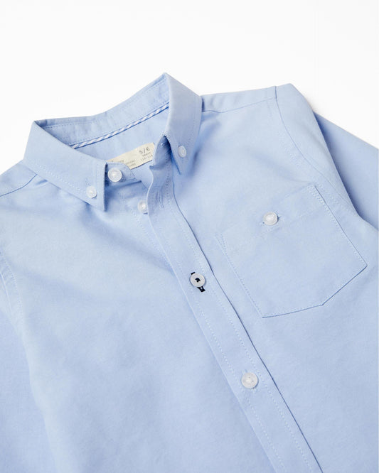 Long Sleeve Cotton Shirt for Boys, Blue